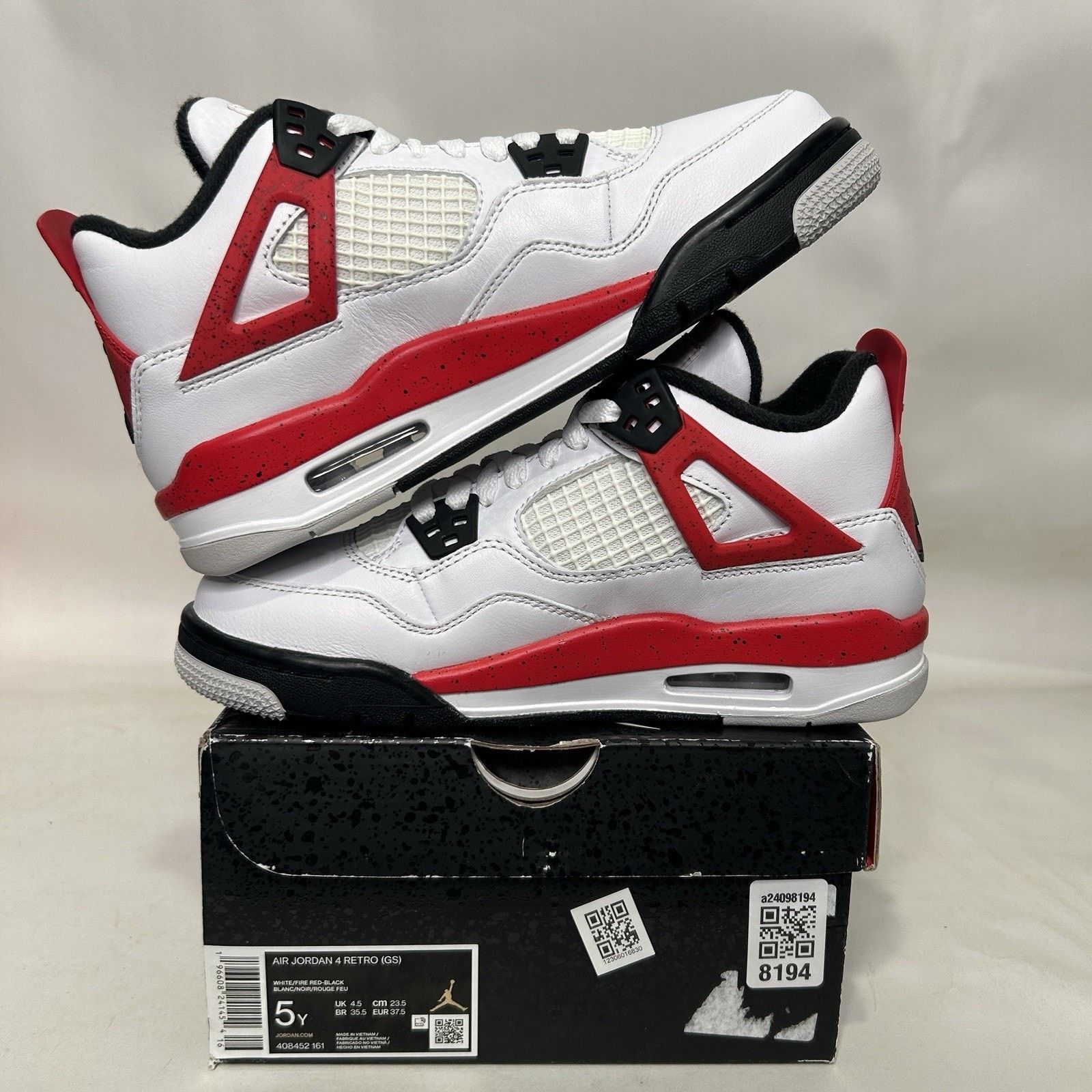 Nike Nike Air Jordan 4 Retro GS “Red Cement” Size US 6.5 / IT 36.5 - 3 Thumbnail