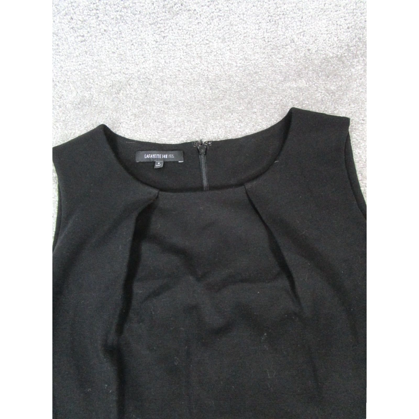 Vintage Lafayette 148 New York Dress Womens 6 Black Blouson Dress Knee Length Sleeveless Round Neck Zip Business Casual Party/Cocktail Womens Size M / US 6-8 / IT 42-44 - 2 Thumbnail