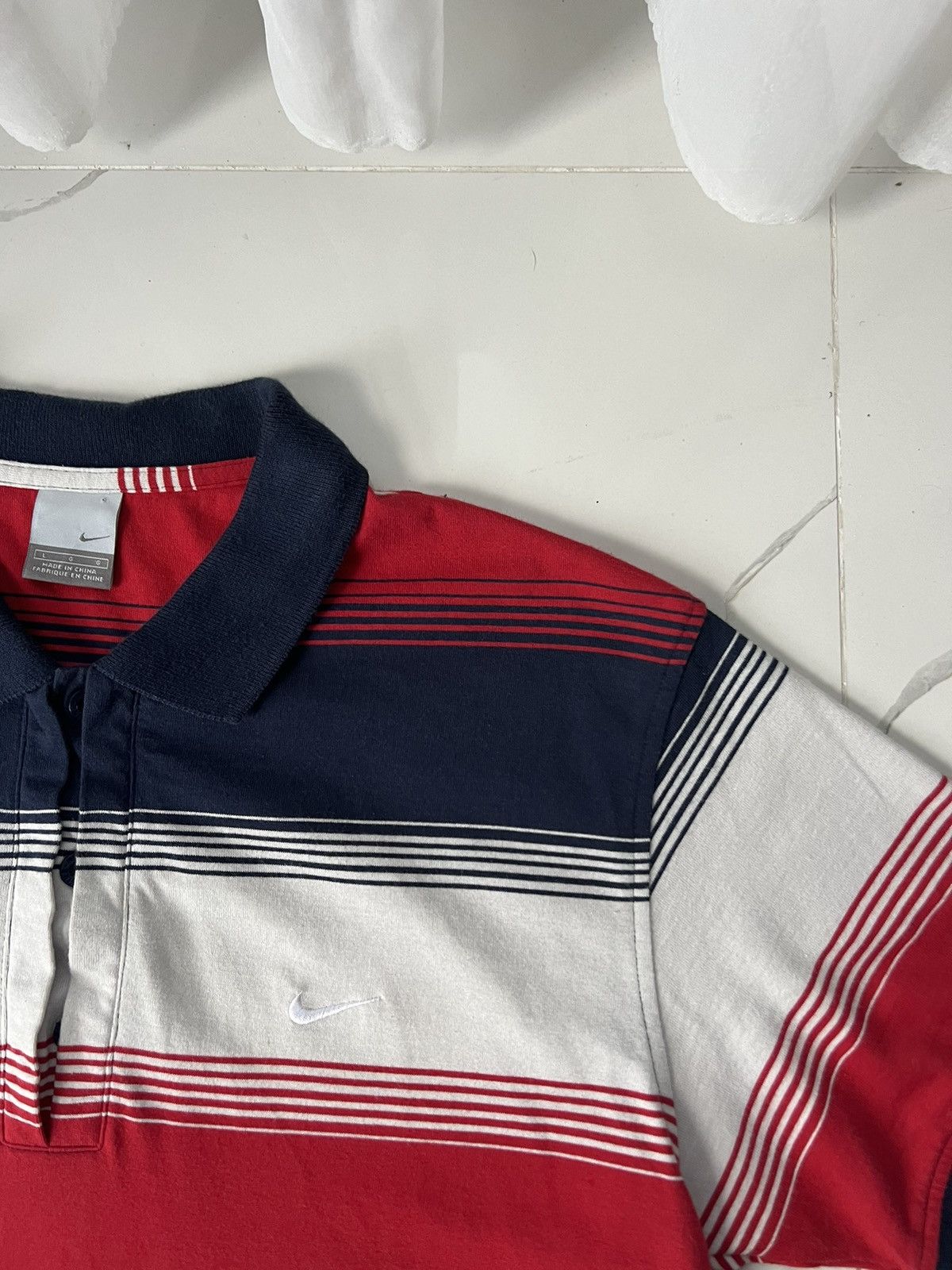 Nike × Vintage 90’s NIKE SWOOSH LOGO RARE RETRO STRIPED POLO Y2K Size US L / EU 52-54 / 3 - 3 Thumbnail