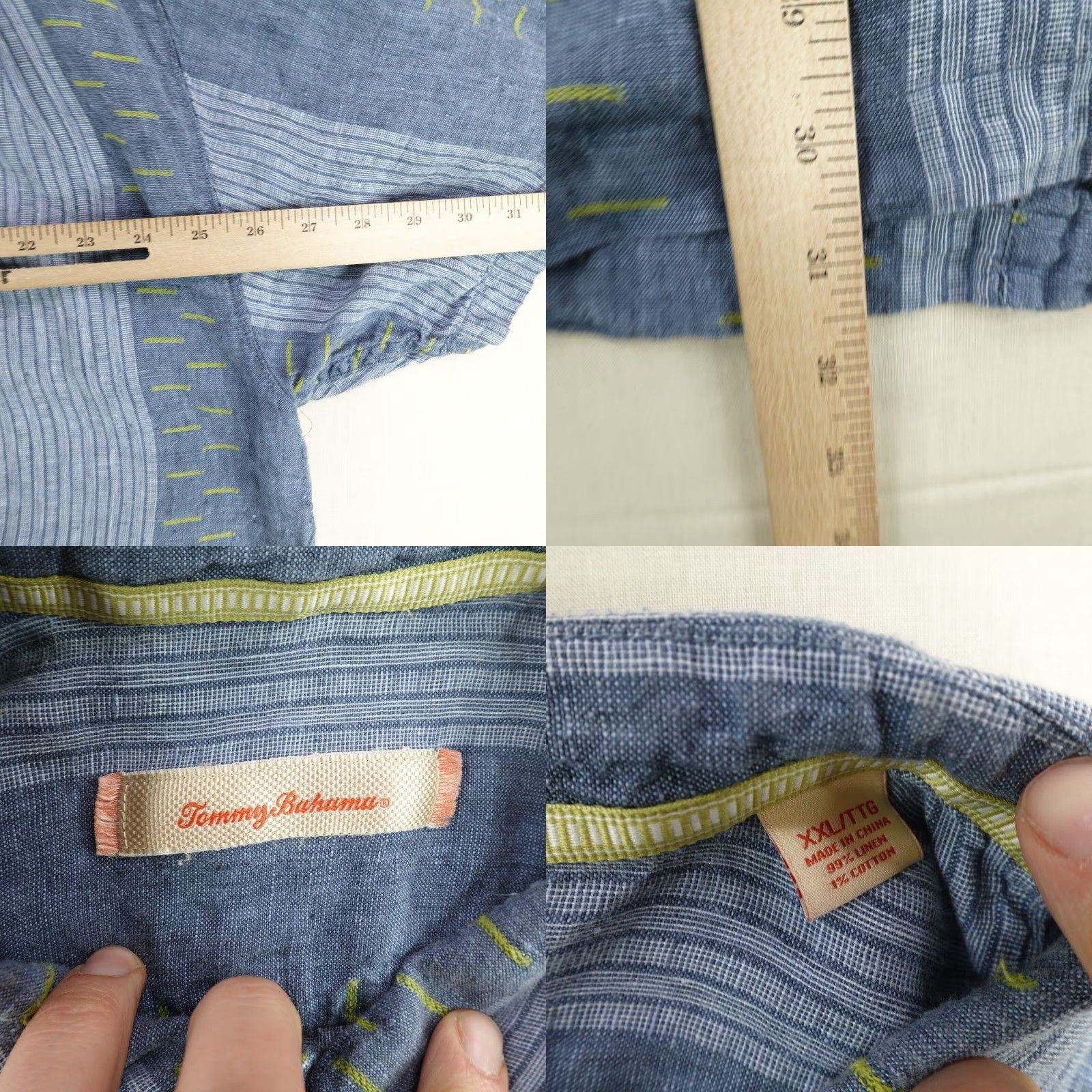 Tommy Bahama VINTAGE Tommy Bahama Shirt Mens 2XL Short Sleeve Blue Stripes Button Up Linen Casual Hawaiian Outdoors Size US XXL / EU 58 / 5 - 8 Thumbnail