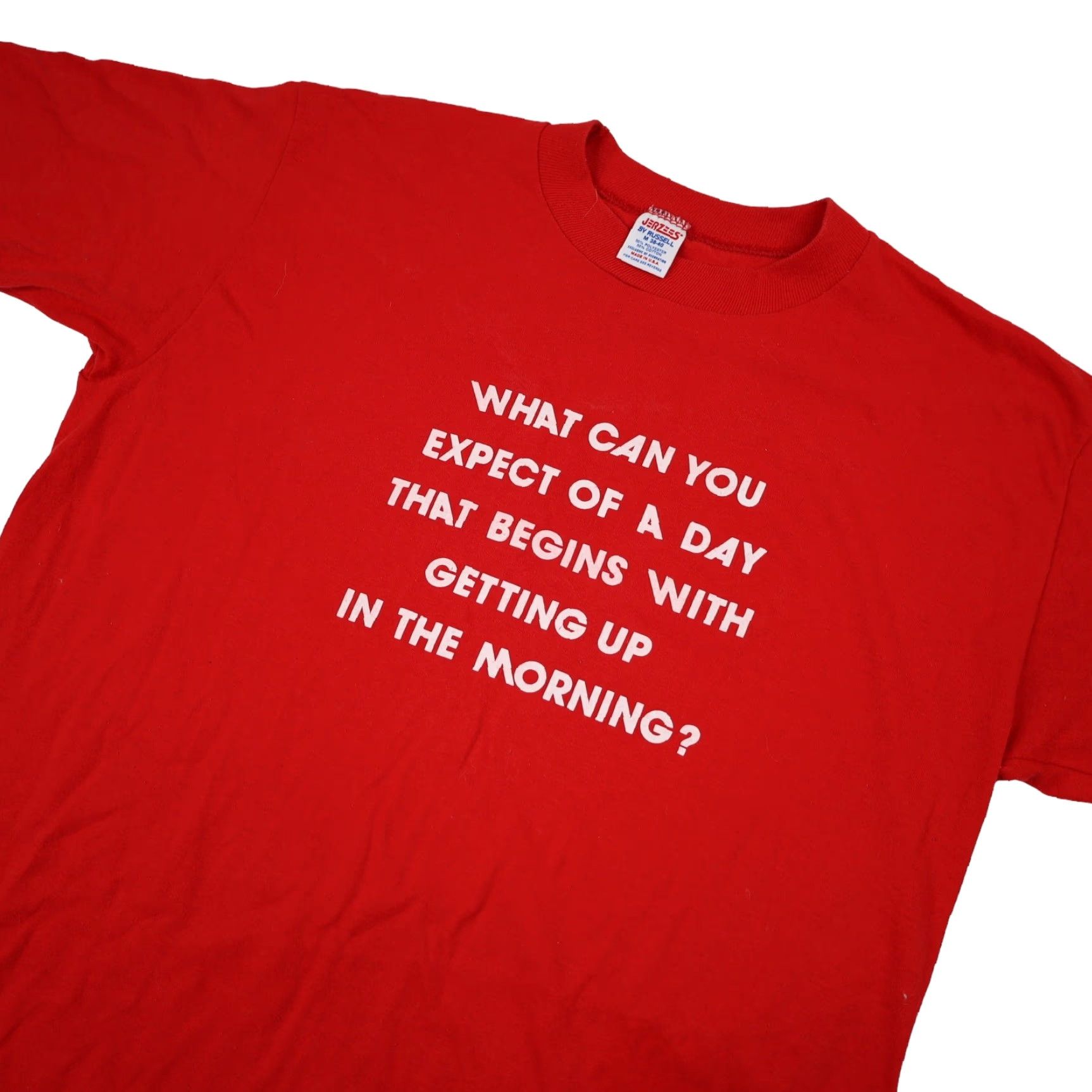 Vintage VINTAGE 90s Mens T-Shirt Red M Slogan Shirt Size US M / EU 48-50 / 2 - 2 Thumbnail