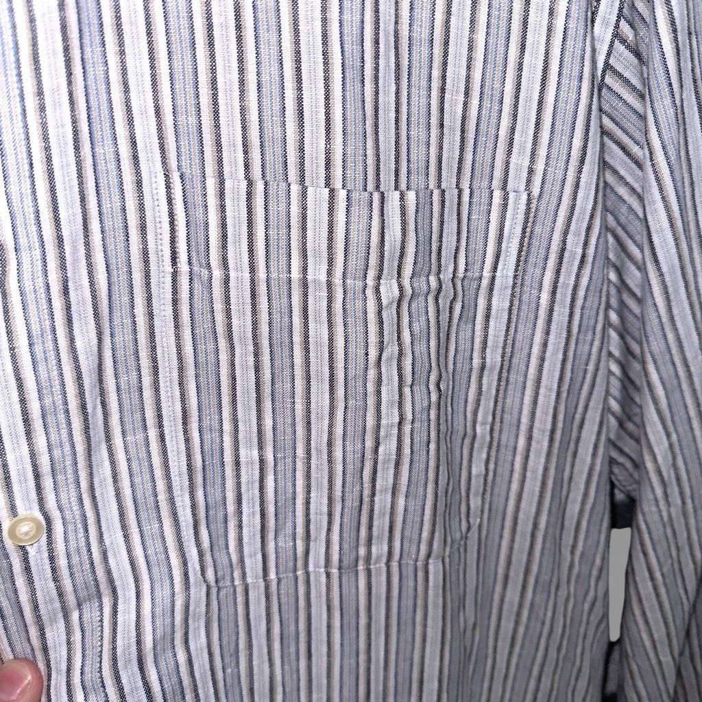 Guy Laroche Guy Laroche Gray Striped Linen Button Up Shirt XL Size US XL / EU 56 / 4 - 4 Thumbnail