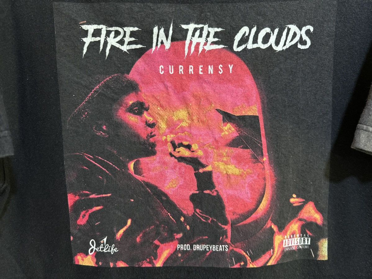 Band Tees × Rap Tees × Vintage Vintage Currensy Fire In The Clouds Faded Tee Size US M / EU 48-50 / 2 - 2 Thumbnail