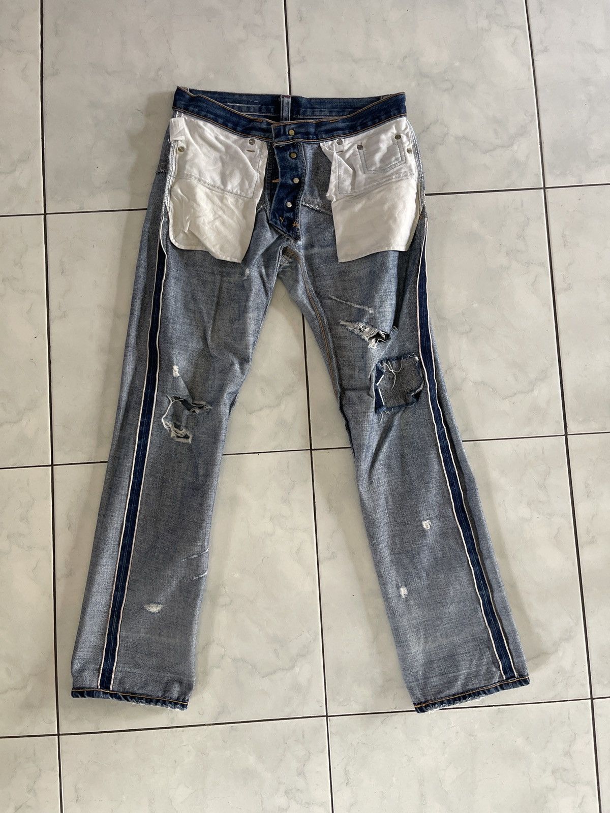 Denime × Japanese Brand Sunaokuwahara issey miyake Distressed Jeans Size US 29 - 18 Thumbnail
