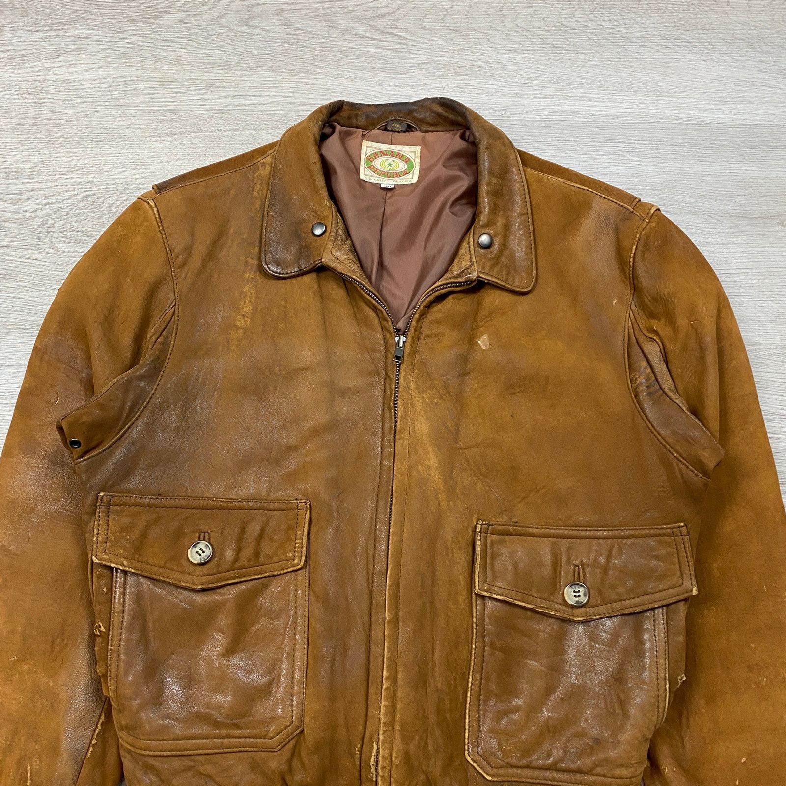 80s Banana Republic - Brown Leather popular - Bomber Jacket - Size Medium