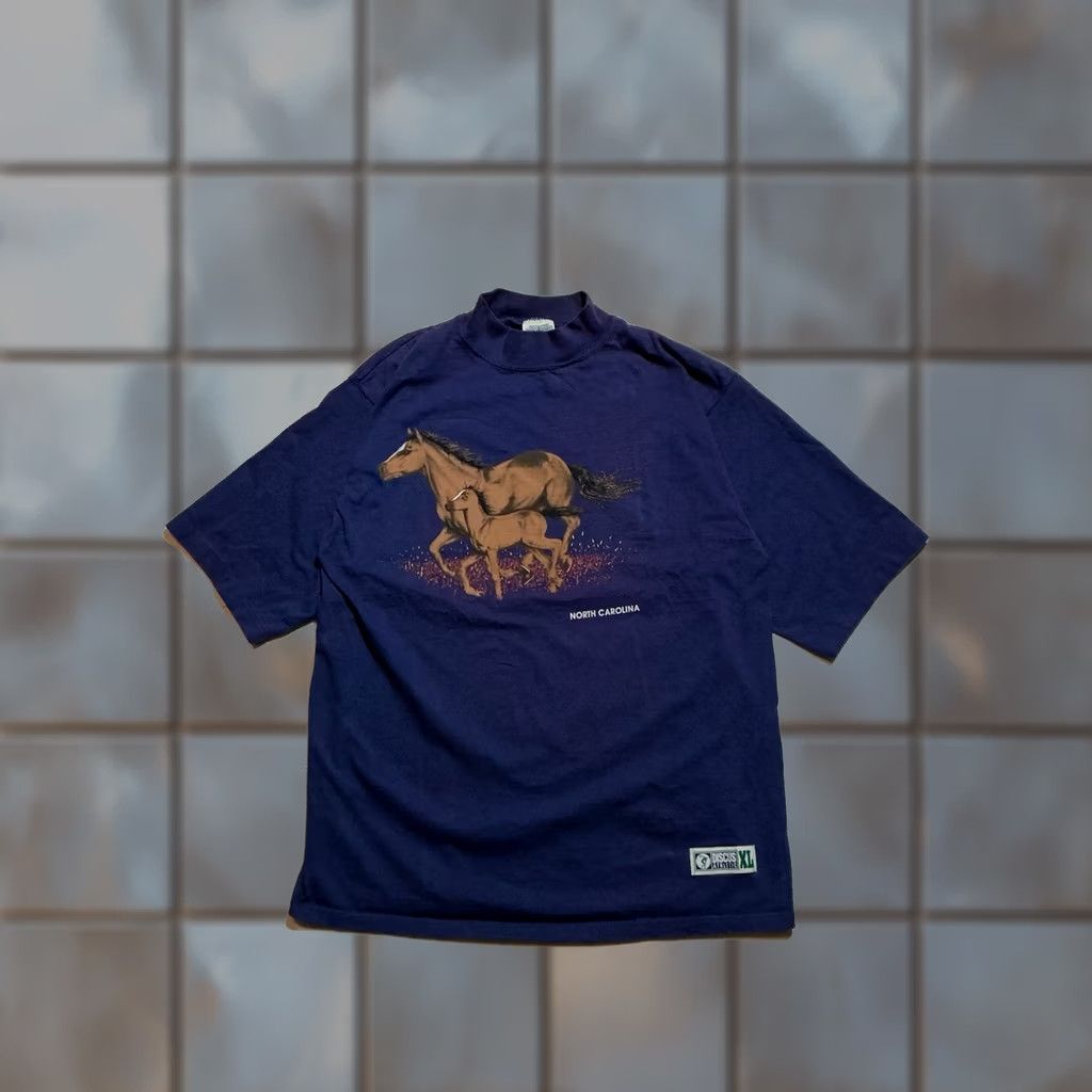 Vintage VINTAGE Discus Athletic T-Shirt North Carolina Horses Graphic Purple S/S XL Mens Size US XL / EU 56 / 4 - 1 Thumbnail