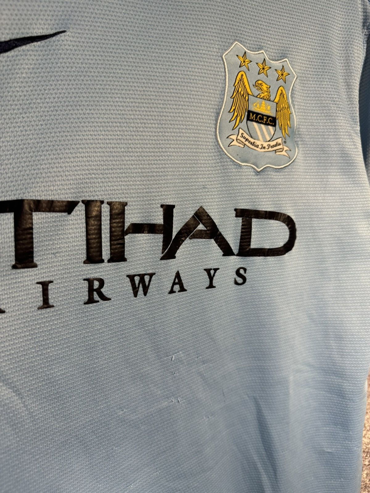 Nike × Vintage KUN AGUERO Vintage Manchester City 2013/14 Nike Jersey Size US S / EU 44-46 / 1 - 10 Thumbnail