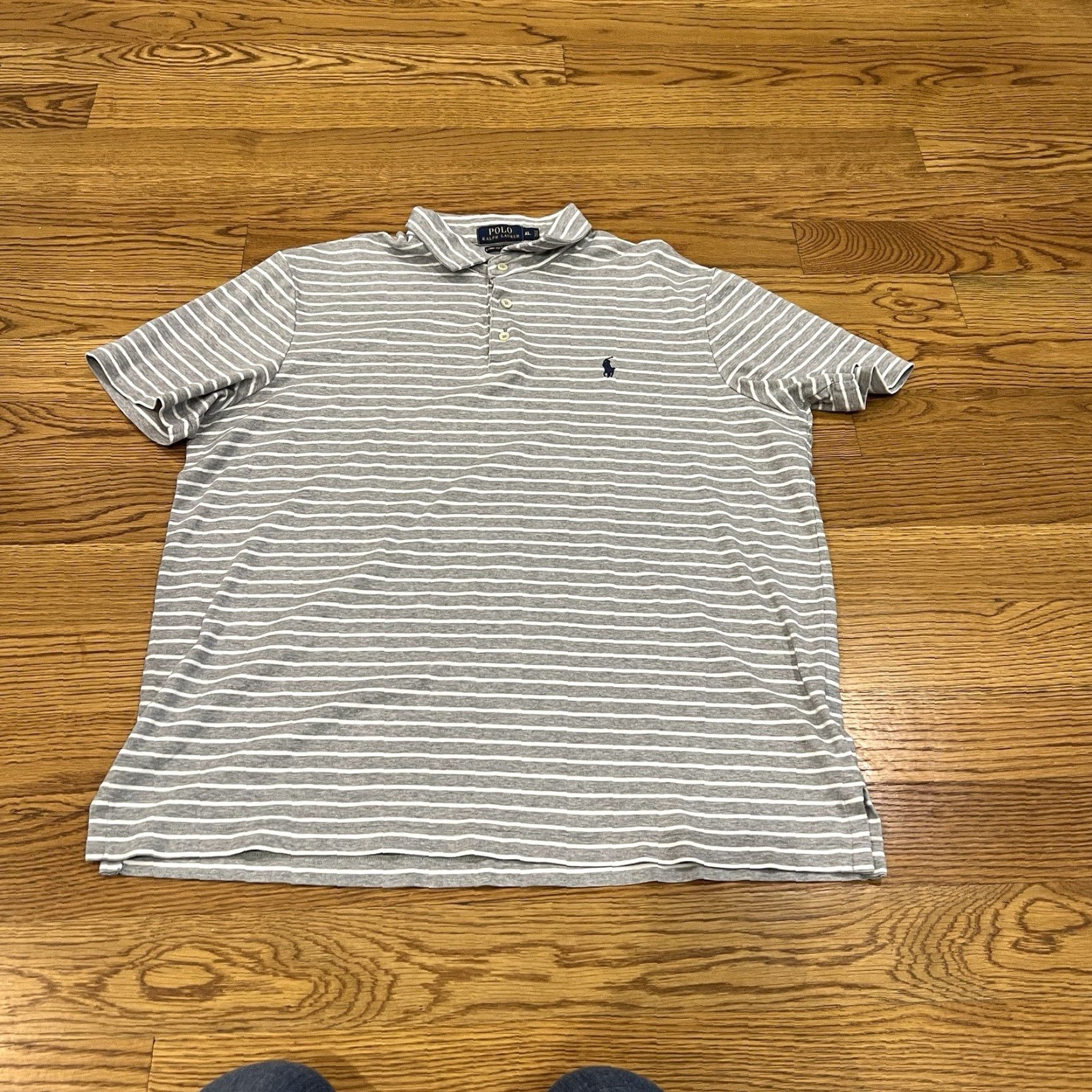 Polo Ralph Lauren Polo Ralph Lauren Gray Stripe Classic Fit Polo Shirt Mens XL Pima Cotton Golf Casual Size US XL / EU 56 / 4 - 2 Thumbnail