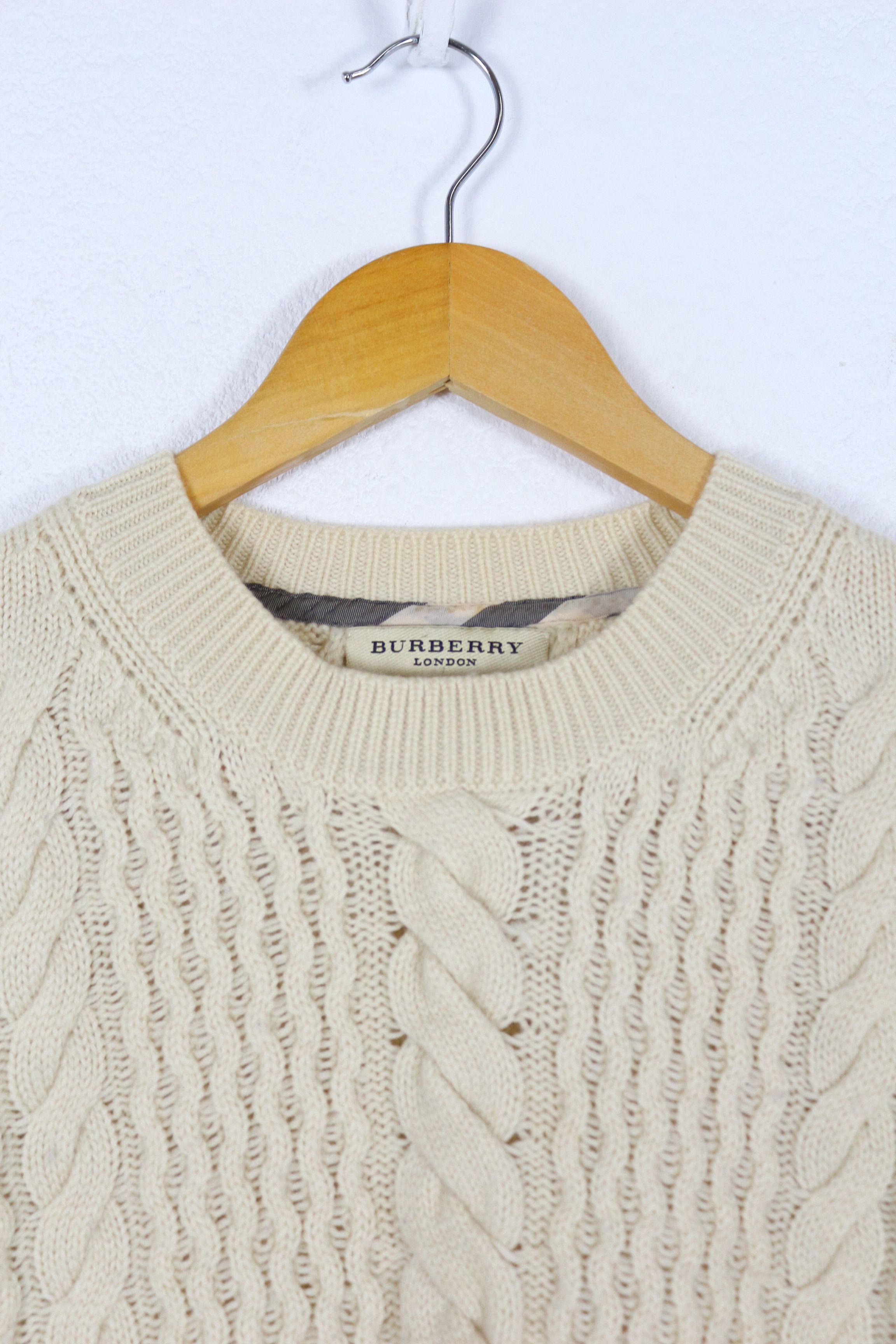 Burberry Burberry Knight Logo Wool Cashmere Cable Knit Sweater Size M / US 6-8 / IT 42-44 - 2 Thumbnail
