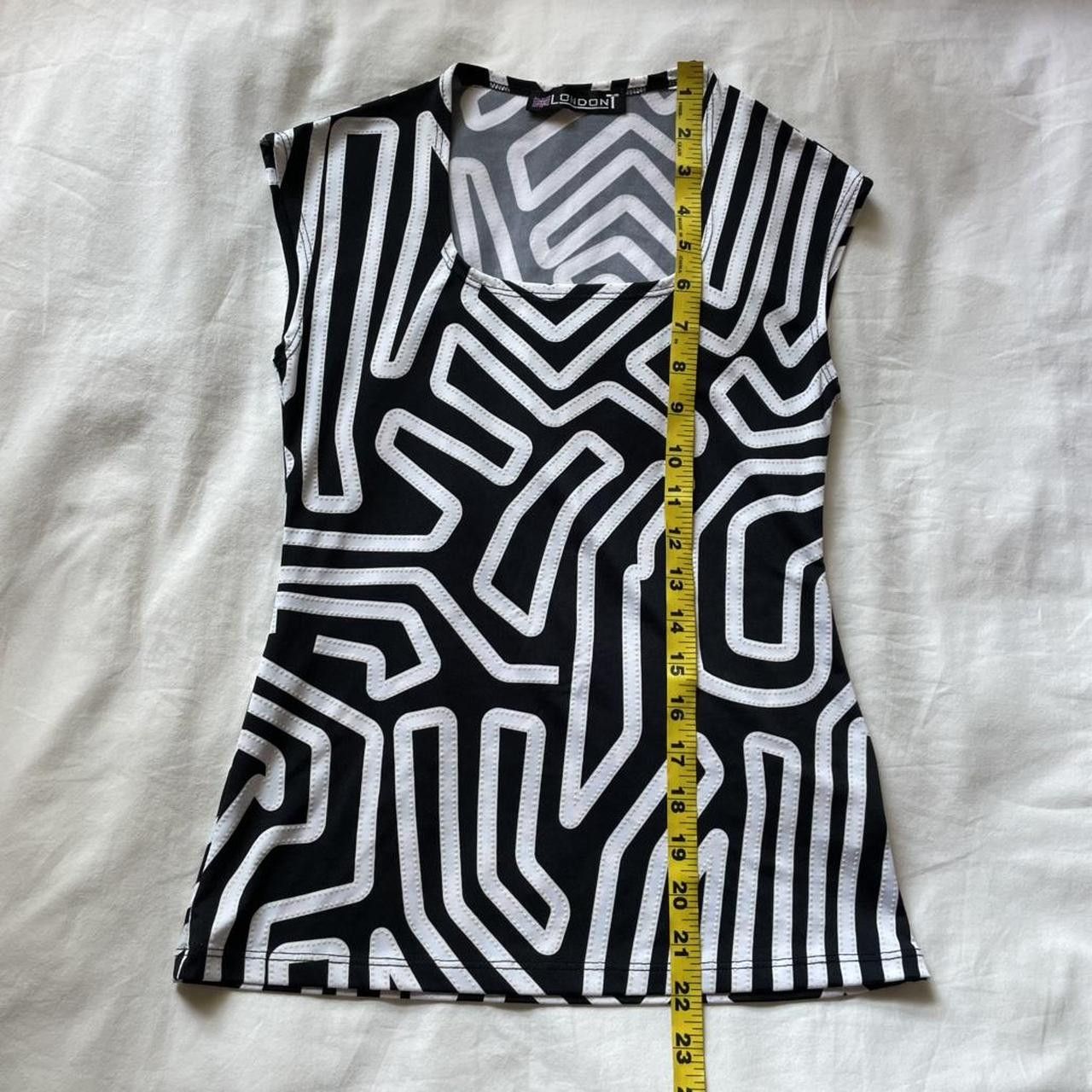 Vintage 2000s black and white geometric print square neck top Size S / US 4 / IT 40 - 7 Thumbnail