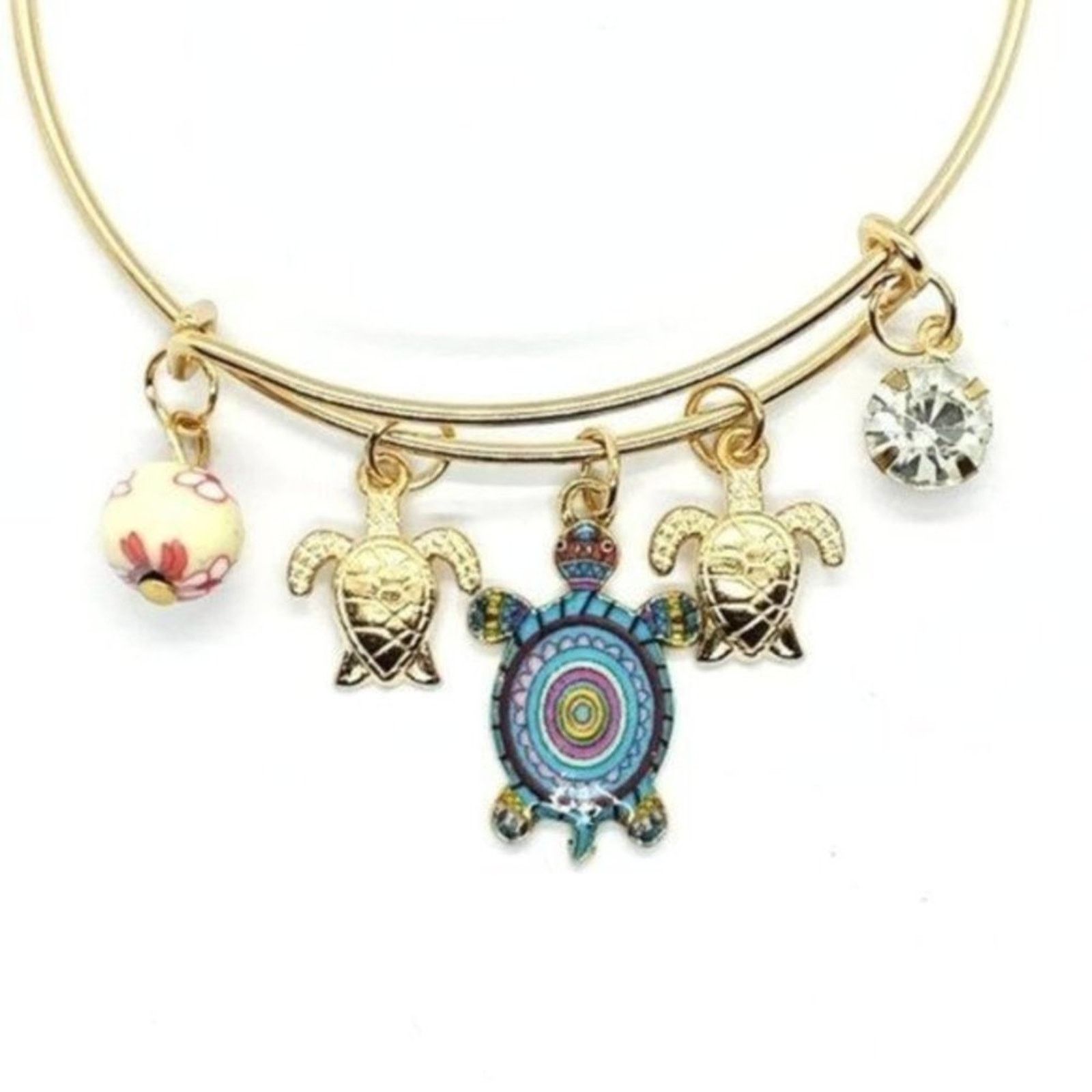 Other Beaded Sea Turtle Charm Colorful Bangle Bracelet Size ONE SIZE - 6 Thumbnail