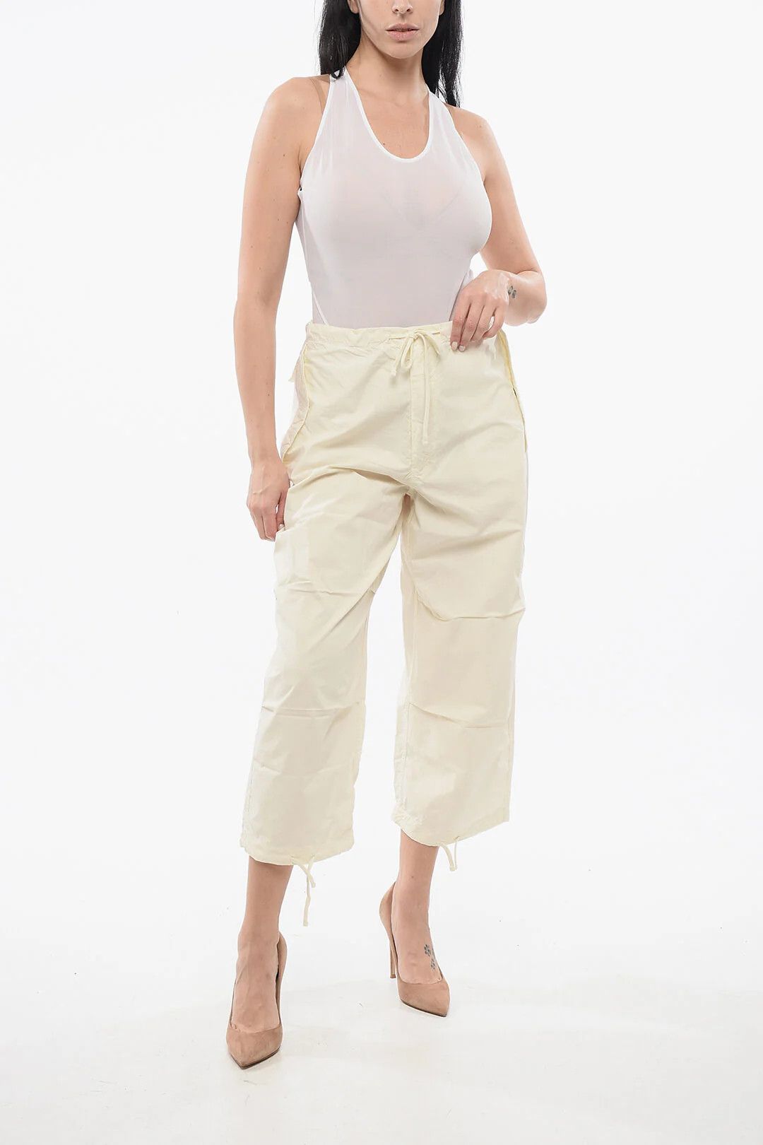 AUTRY og1mm0426 Solid Nylon Pant in Beige Size 32" / US 10 / IT 46 - 4 Thumbnail