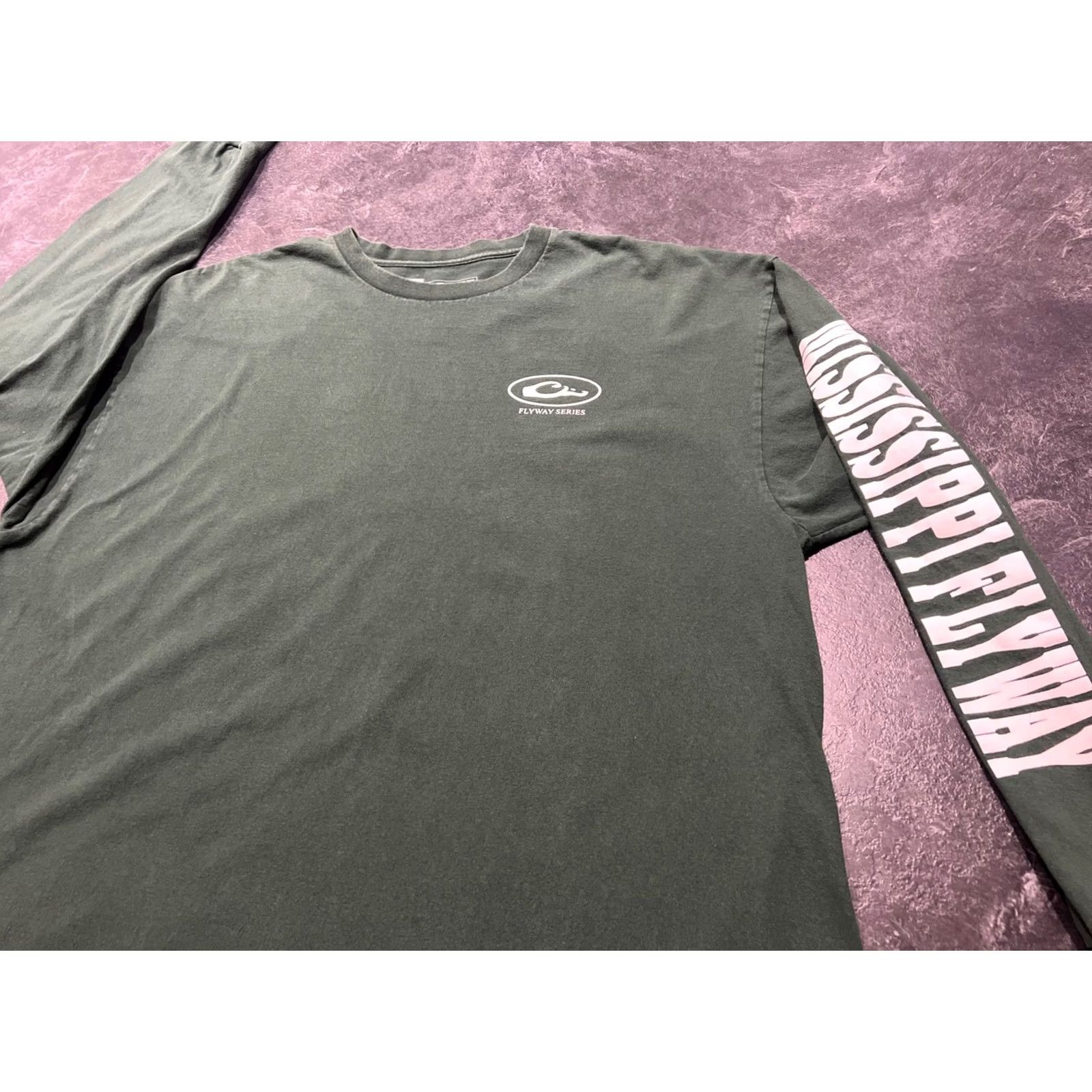 Vintage Drake T-Shirt Green Long Sleeve Duck Hunting 2XL Mens Crew Neck Gildan Ultra Cotton Mississippi Flyway Series Size US XXL / EU 58 / 5 - 7 Thumbnail