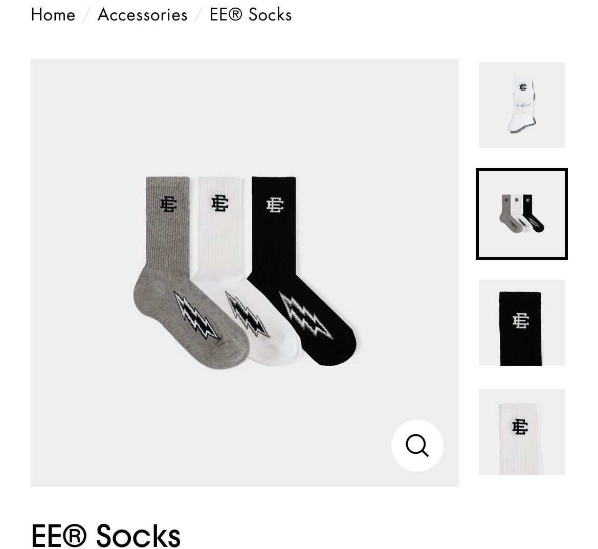 Eric Emanuel Eric Emanuel Lightning bolt socks grey white black 3 pack Size ONE SIZE - 1 Thumbnail