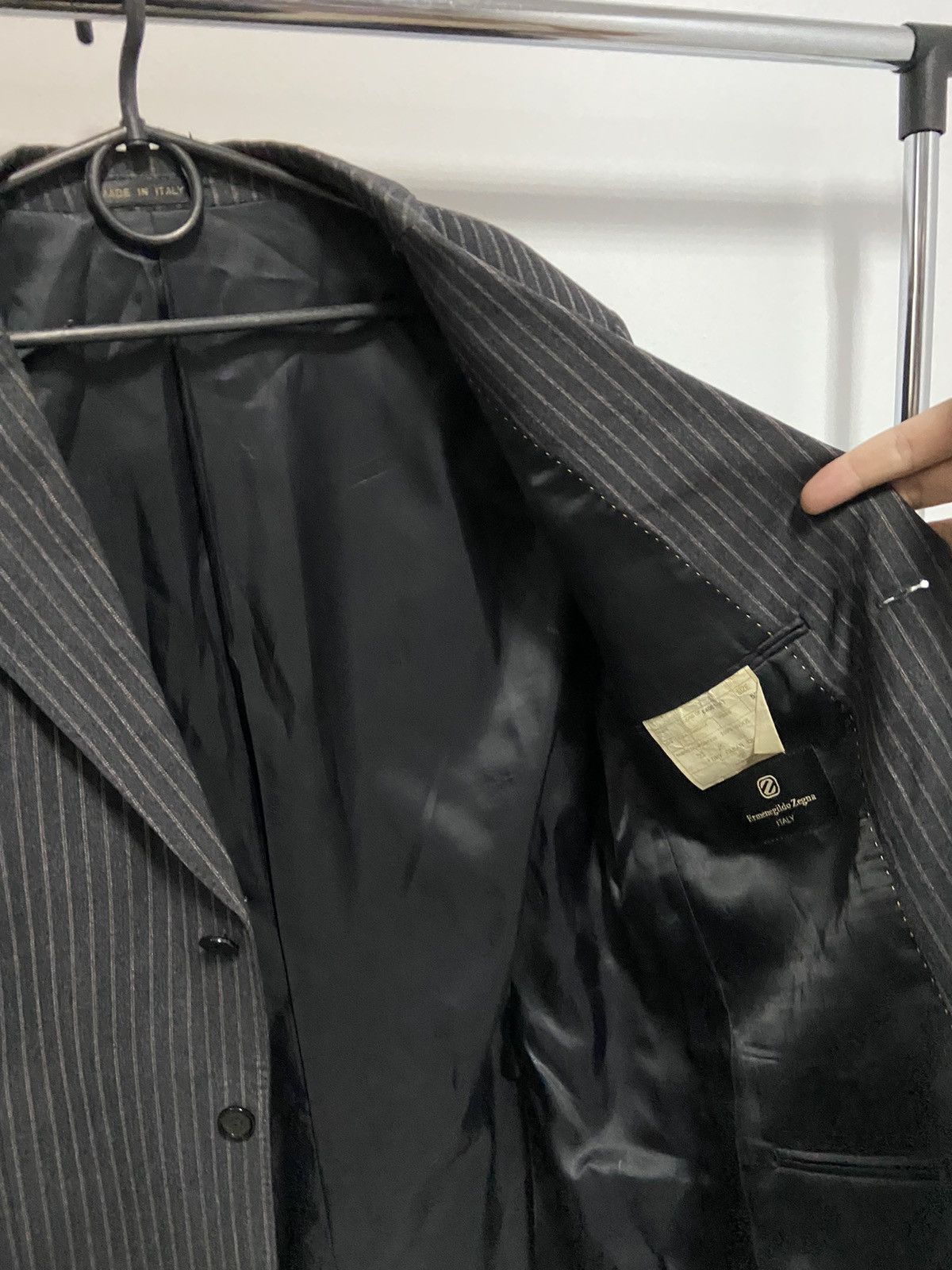 Ermenegildo Zegna Ermenegildo Zegna Striped Luxury Wool Suit blazer trousers Size 52R - 6 Thumbnail