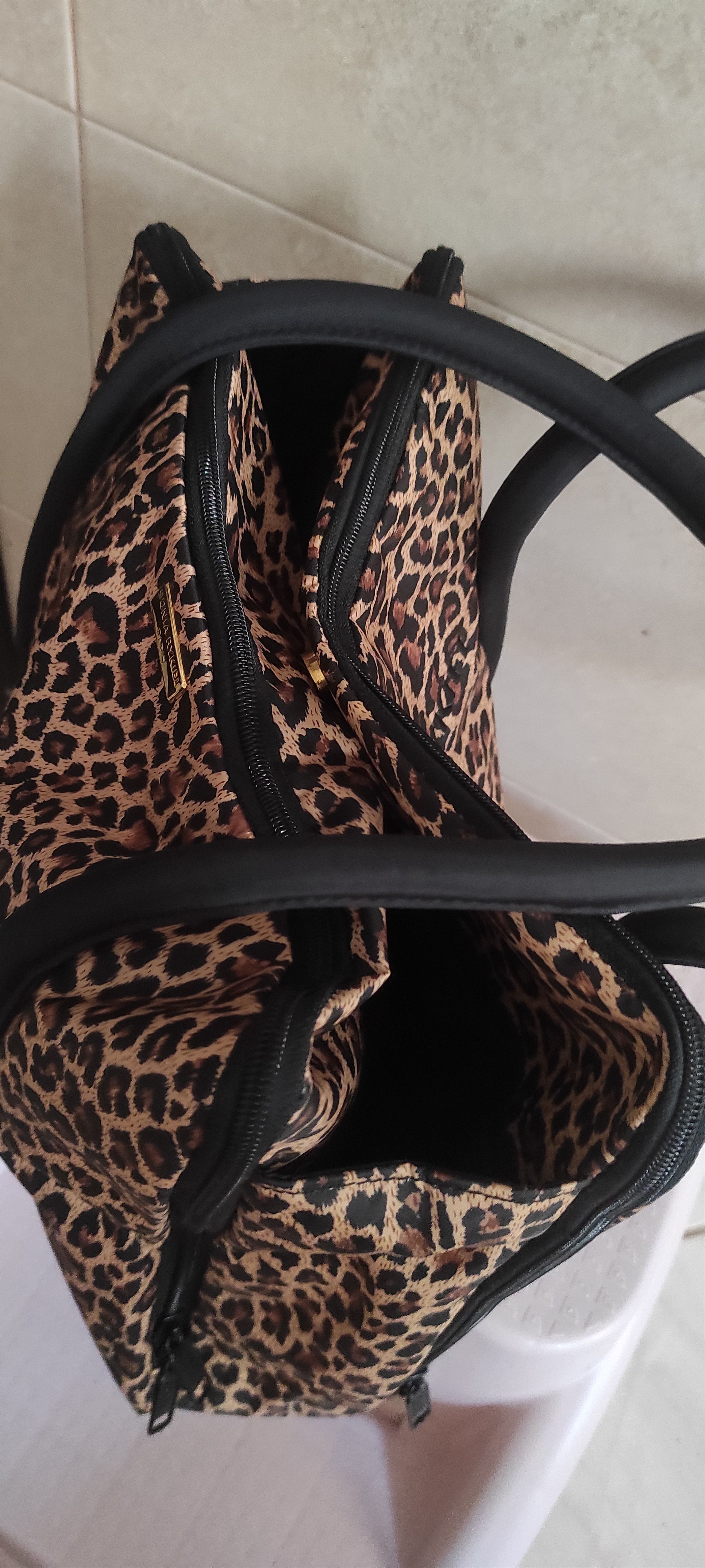Sonia Rykiel Sonia RYKIEL Paris. Brown Panther Print Nylon Tote Bag Size ONE SIZE - 6 Thumbnail