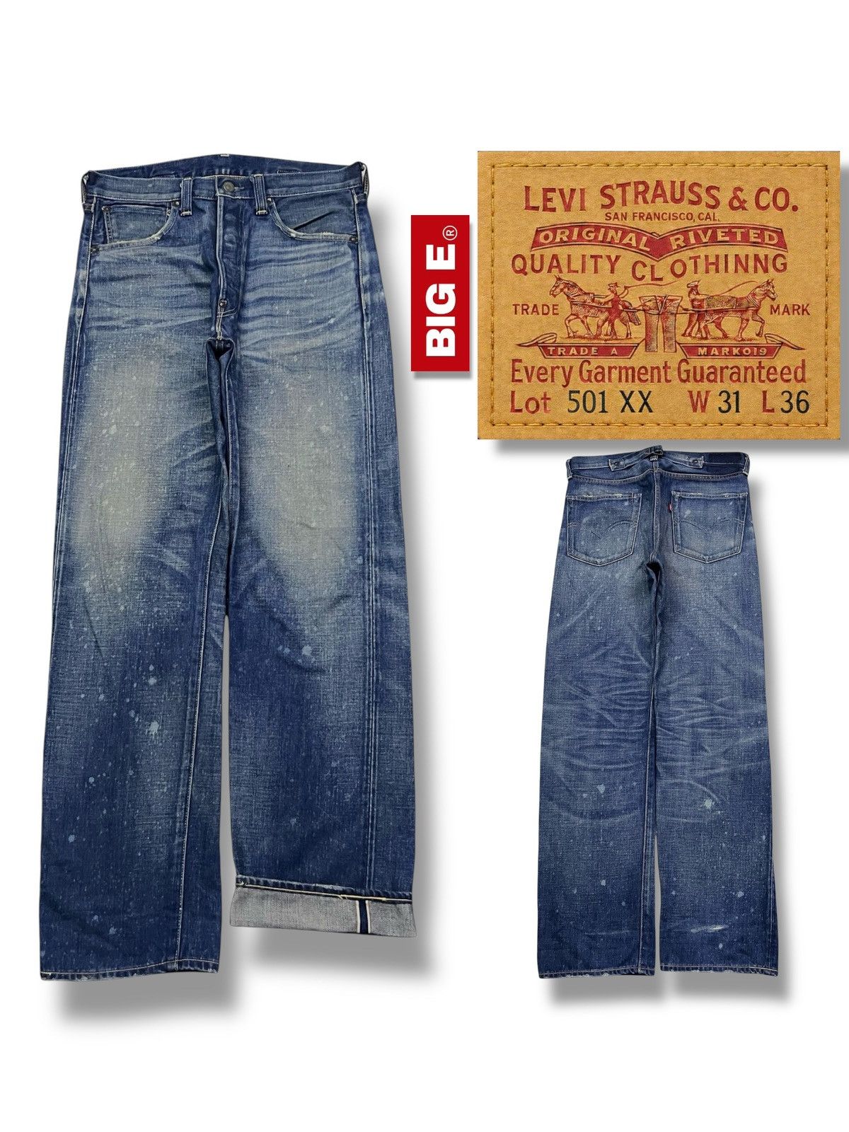 Levi's Vintage Clothing Vintage Levi’s 501 XX Big E Buckle Selvedge Japanese Denim Size US 31 - 1 Thumbnail