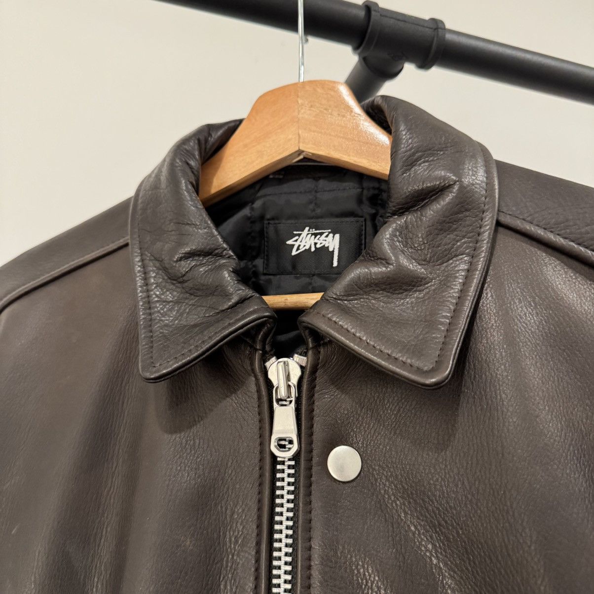 Stussy Stussy Brown Leather Flight Jacket Size US XL / EU 56 / 4 - 7 Thumbnail