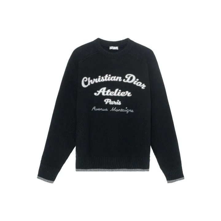 Dior Dior Black Wool Logo Sweater for Men 0079 Size US XL / EU 56 / 4 - 1 Thumbnail