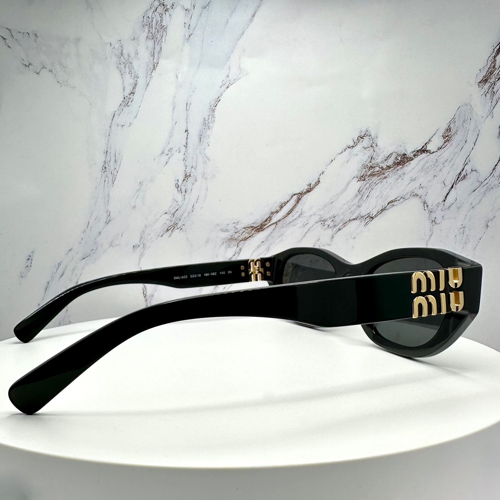 Miu Miu NEW MIU MIU Sunglasses Black Gold Rectangle Cat Eye Size ONE SIZE - 15 Thumbnail