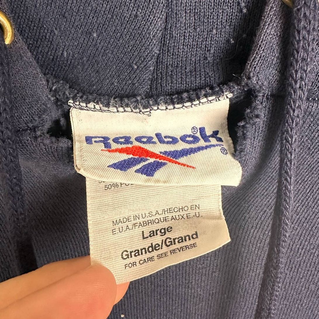 Reebok × Vintage Vintage 90s Reebok Logo Hoodie L USA Made Navy Blue Pullover Size US L / EU 52-54 / 3 - 9 Thumbnail