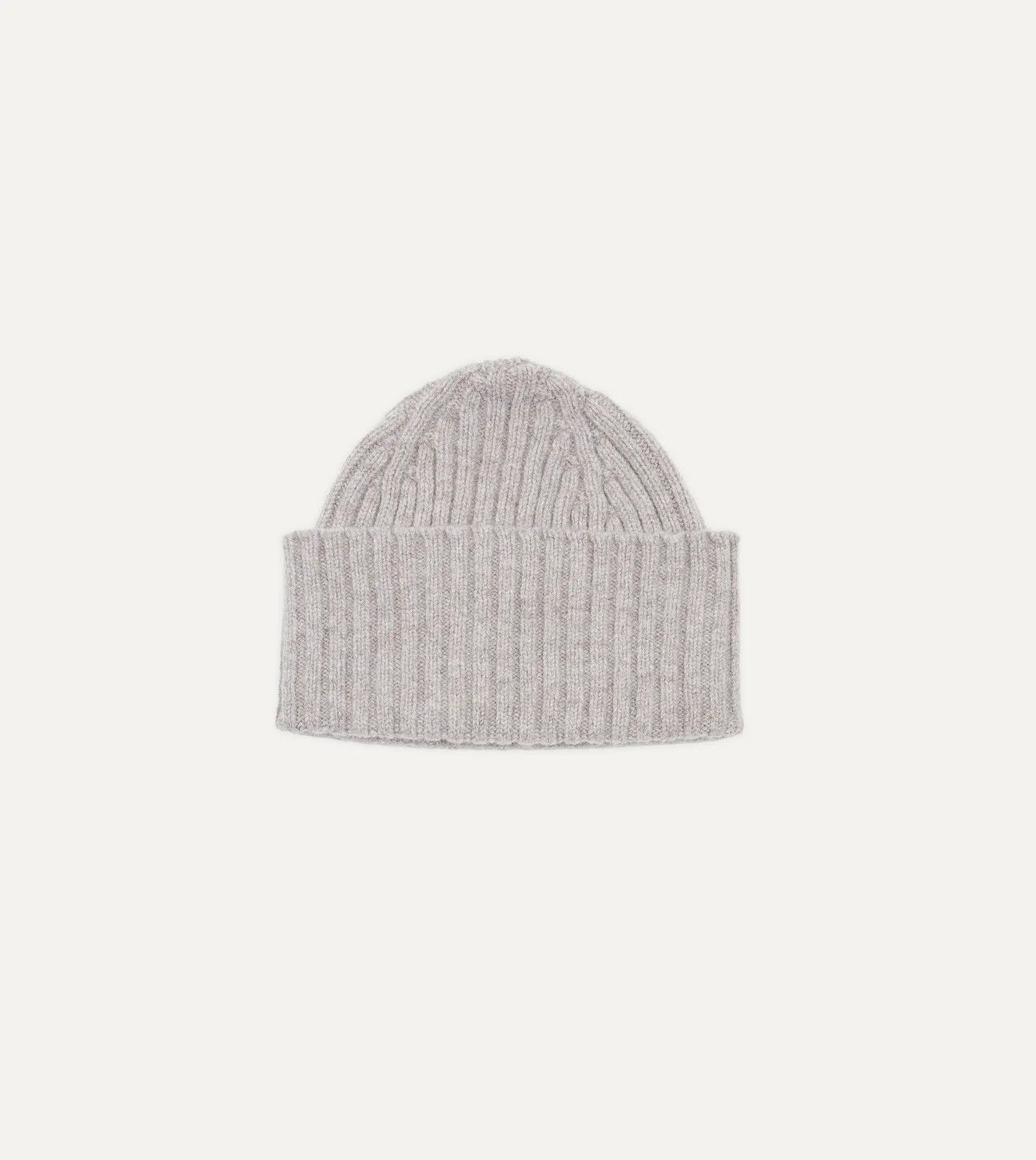 Drake's Light Grey Lambswool Ribbed Knit Cap Size ONE SIZE - 4 Thumbnail