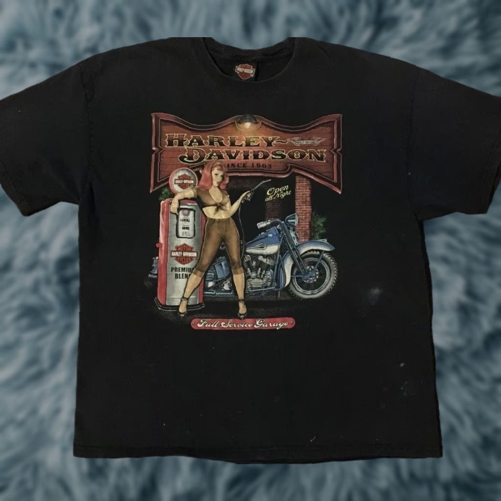 Harley Davidson VINTAGE Harley Davidson Shirt XL Black Graphic Tee Biker Distressed Seattle 90s Y2K Mens Size US XL / EU 56 / 4 - 1 Thumbnail