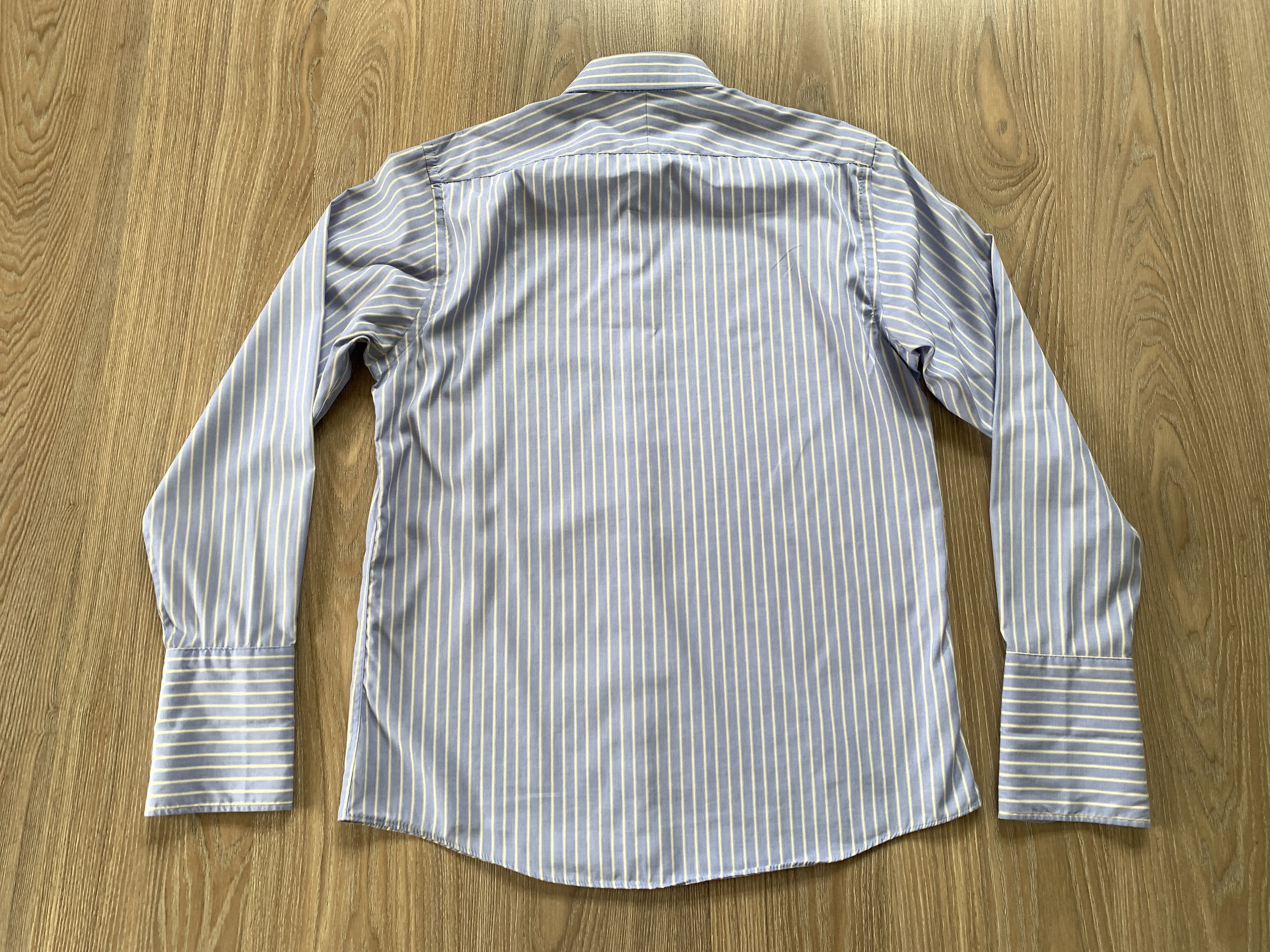 Austin Reed Austin Reed Blue & White Stripe Cotton Dress Shirt Size US L / EU 52-54 / 3 - 3 Thumbnail