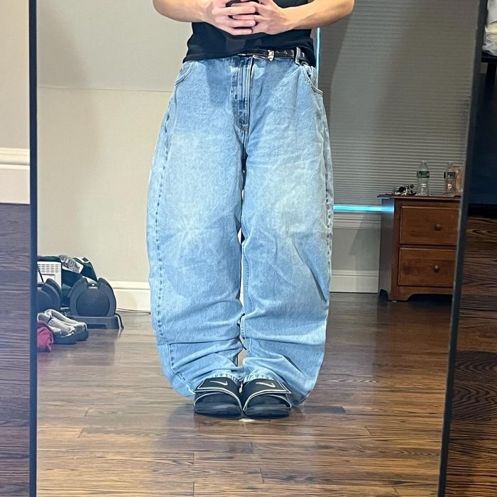 Vintage vintage 2000s baggy wide leg faded stonewash jeans | Grailed