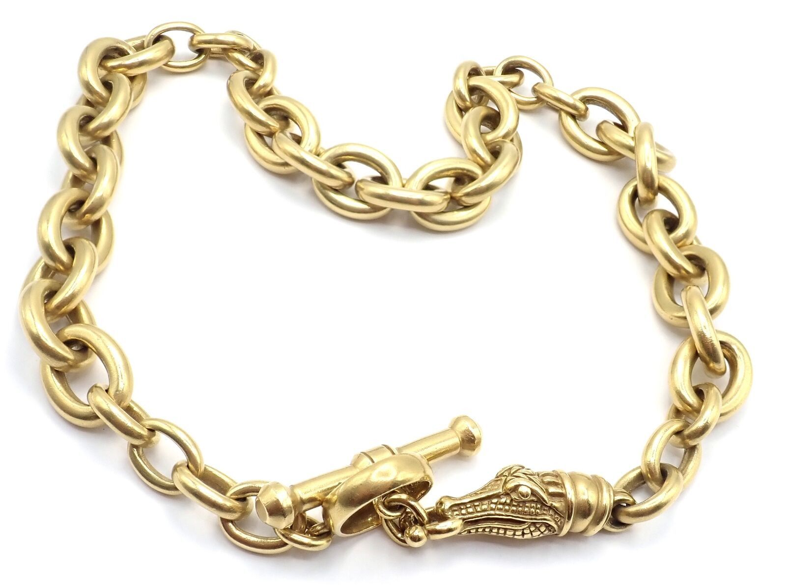 Kieselstein Cord Yellow Gold Alligator Head Toggle Necklace