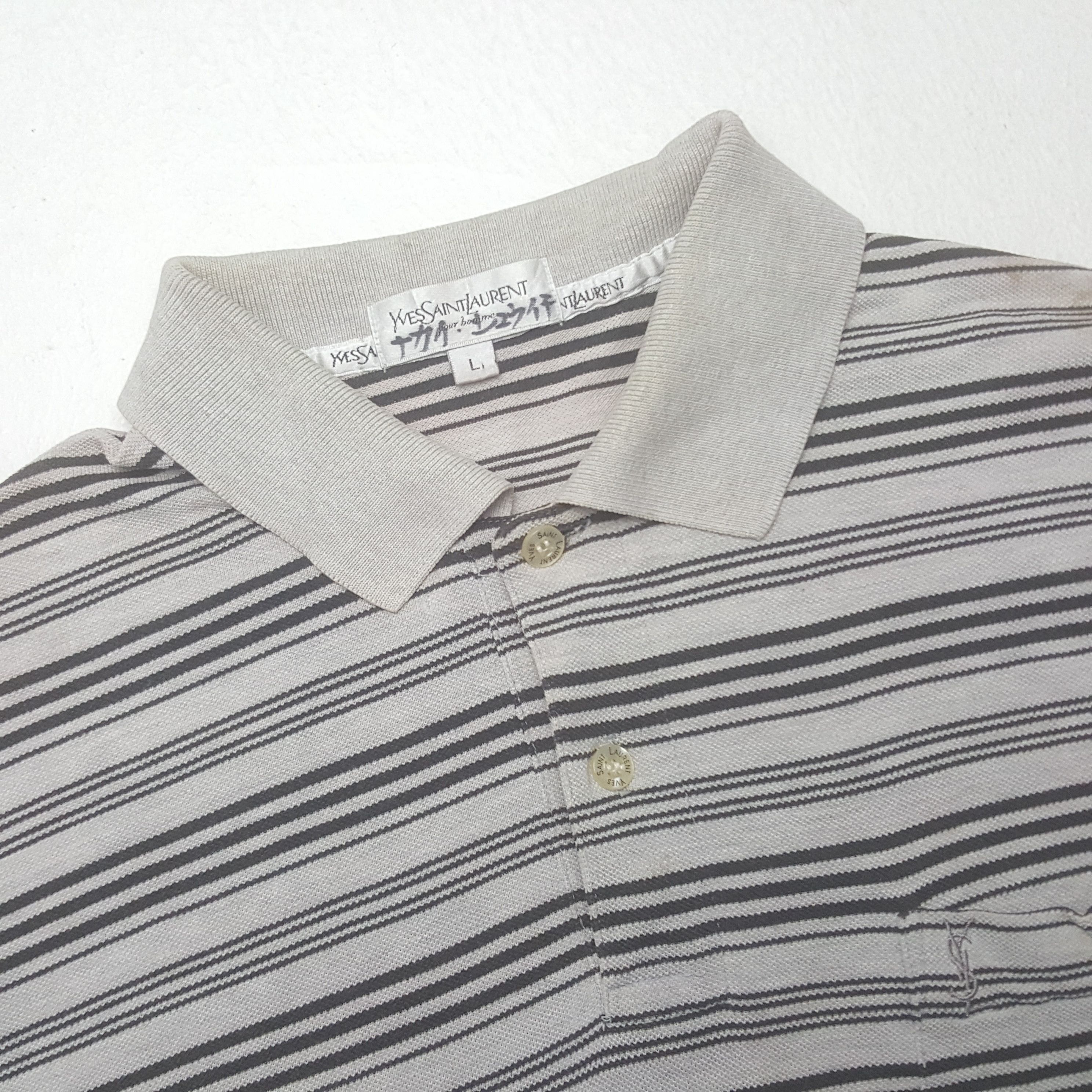 Vintage × Yves Saint Laurent Vintage Yves Saint Laurent Stripe Polo Shirt Size US M / EU 48-50 / 2 - 4 Thumbnail