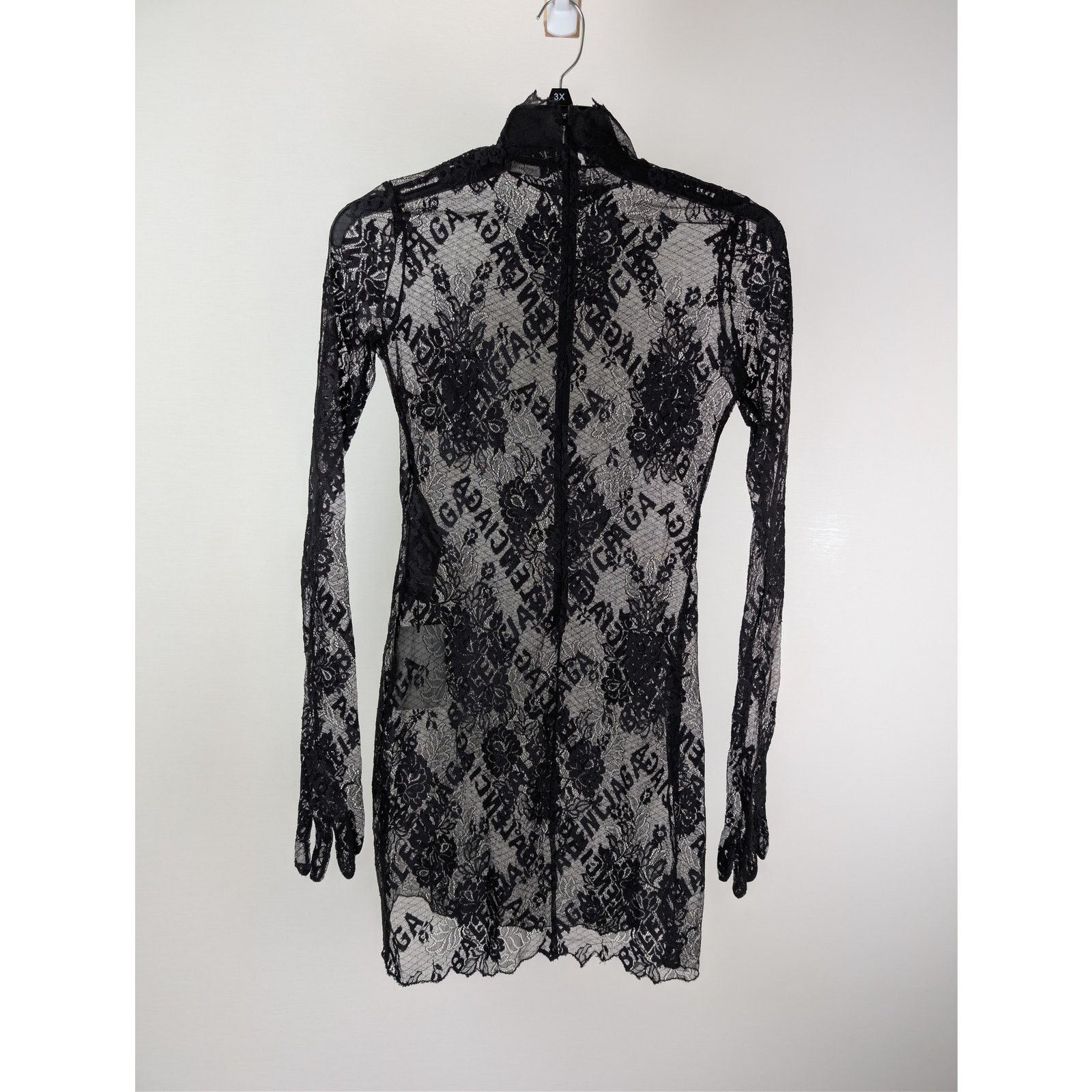 Balenciaga o1rshd1 Glove Dress Stretch Lace in Black Size S / US 4 / IT 40 - 16 Thumbnail