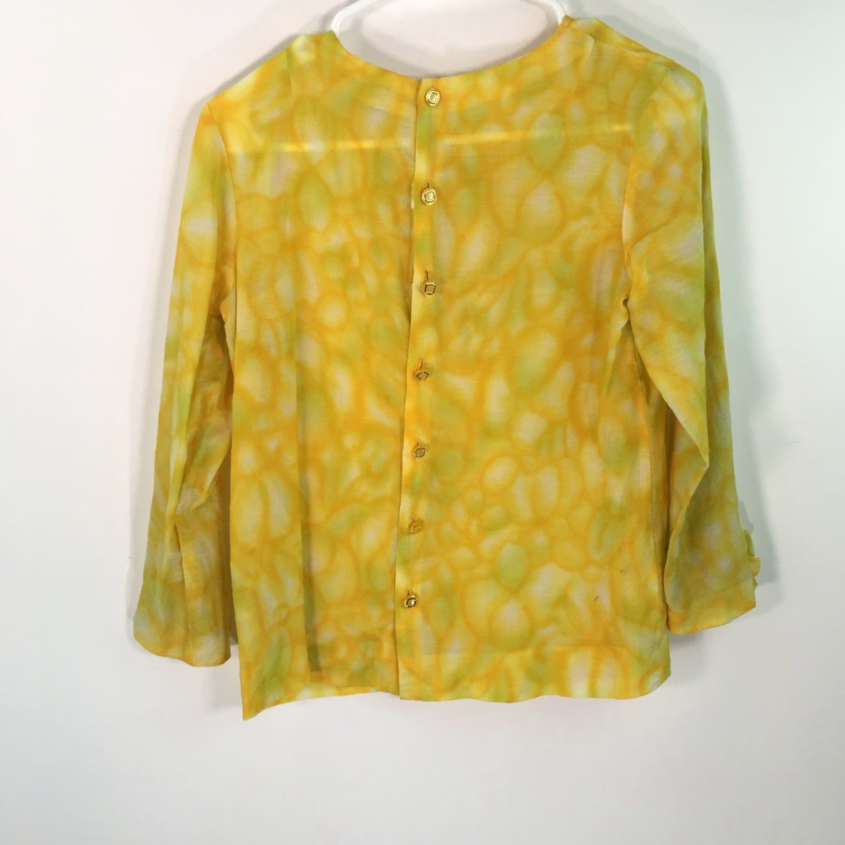 H&M H&M Blouse Women Regular Long Sleeve Yellow Top Size 4 Semi Sheer Paisley Snake Theme Shirt Size S / US 4 / IT 40 - 2 Thumbnail
