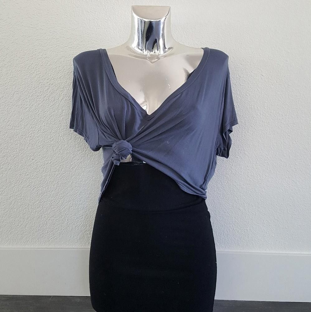 Designer Blue Grey Melville Cropped Short Sleeve Size ONE SIZE - 1 Thumbnail