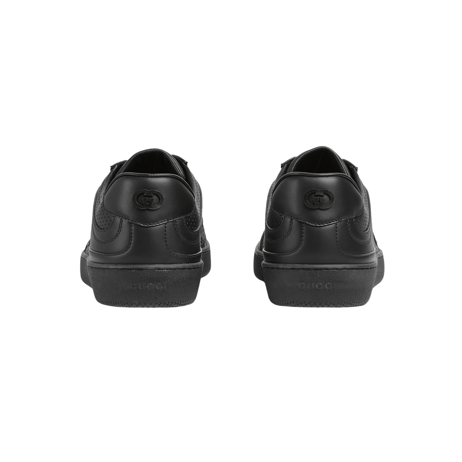 Gucci GUCCI Interlocking G Black Leather Sneakers Mens New Size US 11.5 / EU 44-45 - 3 Thumbnail