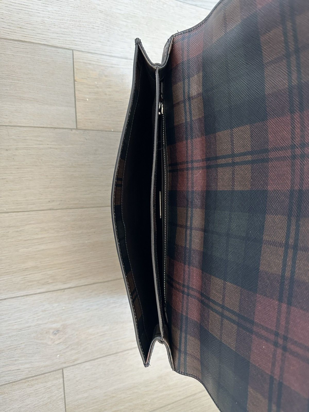Prada Plaid Leather Portfolio Briefcase Handbag Size ONE SIZE - 5 Thumbnail