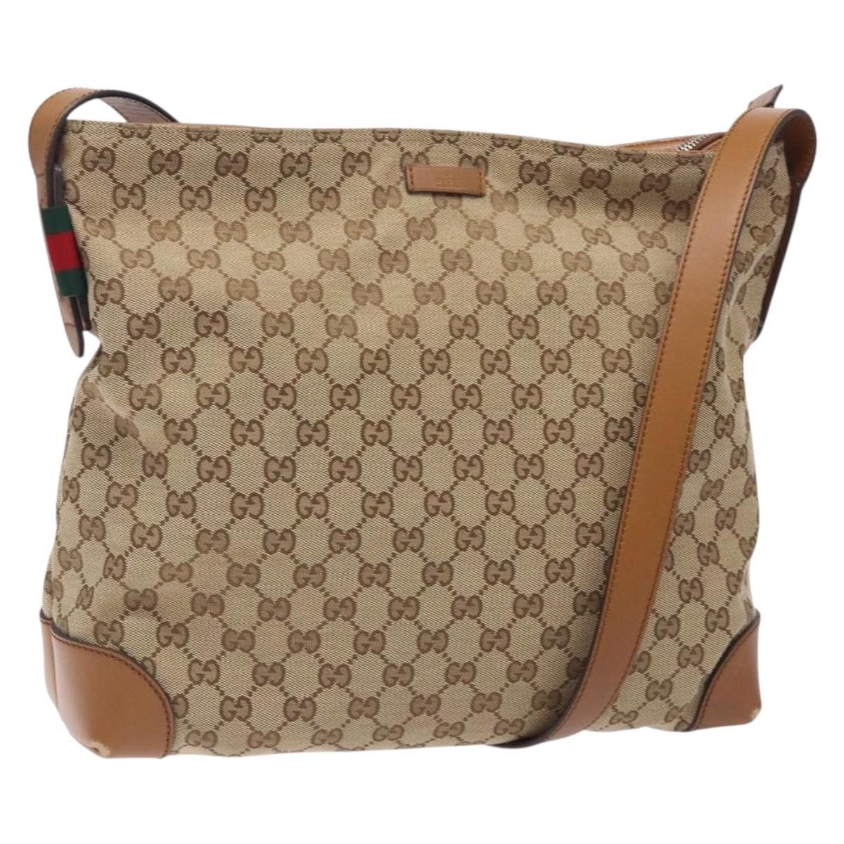 Gucci GUCCI GG Canvas Web Sherry Line Shoulder Bag Beige Silver Size ONE SIZE - 1 Thumbnail