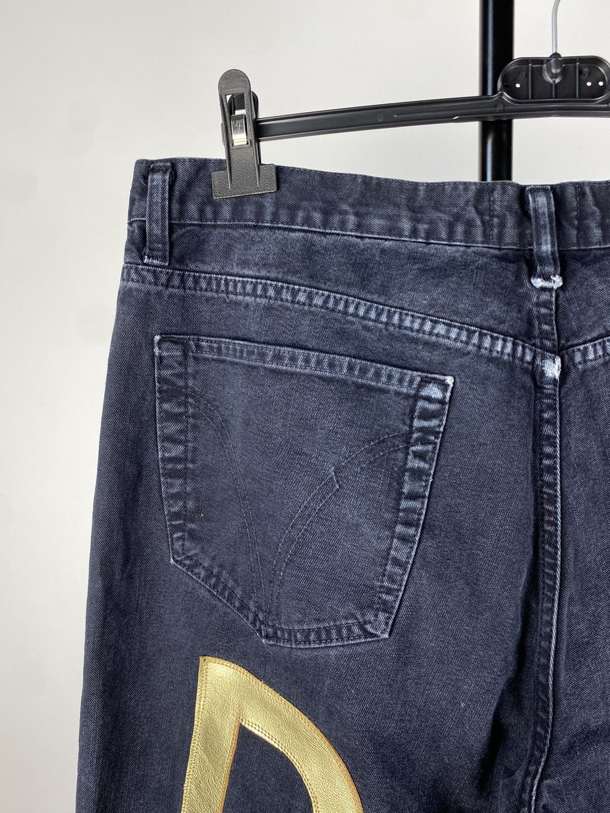 Dolce & Gabbana Dolce & Gabbana Double BIG LOGO Faded Black Denim Pants Size US 37 - 11 Thumbnail