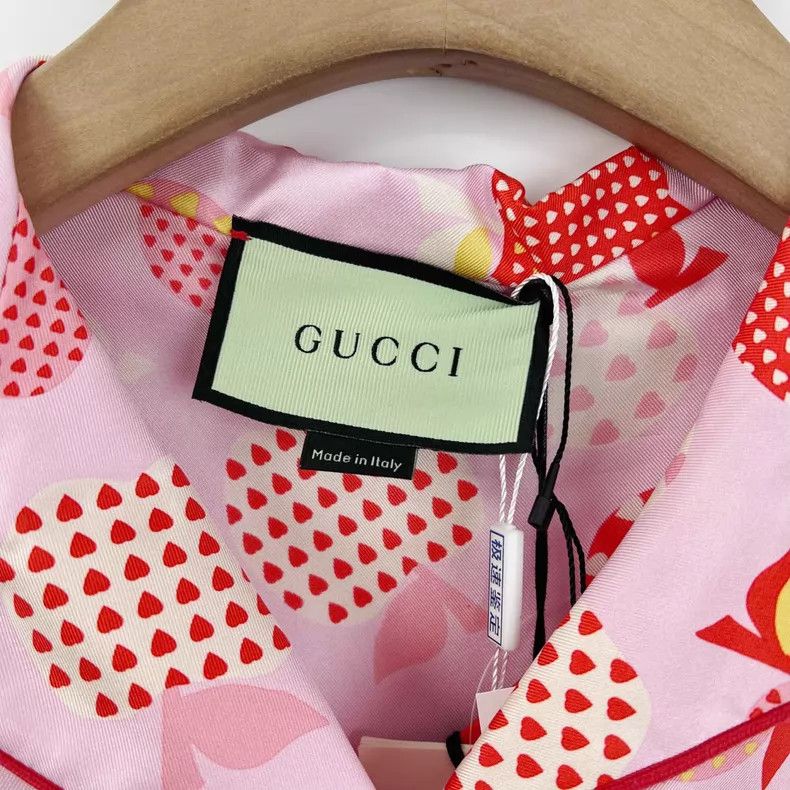 Gucci Gucci Pink heart-shaped apple full-print long-sleeved shir Size XS / US 0-2 / IT 36-38 - 3 Thumbnail