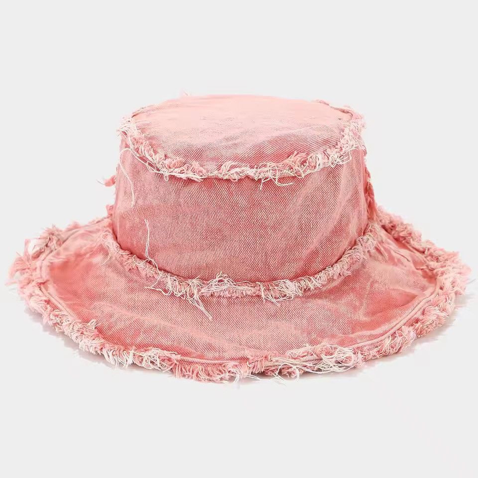 Japanese Brand Vintage Inspired Distressed Bucket Hat - Frayed Denim Size ONE SIZE - 3 Thumbnail