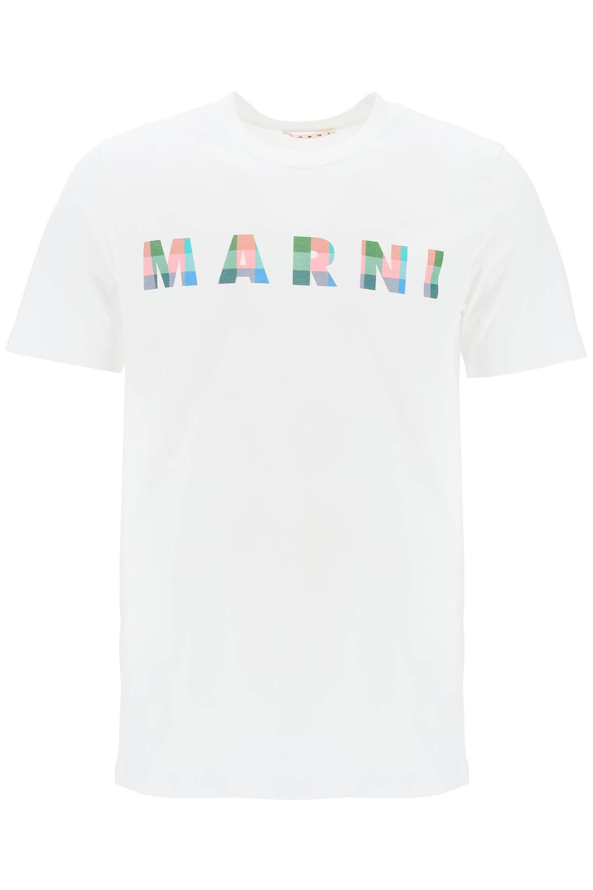 image of Marni "checked Logo T-Shirt With Square in Lily White, Men's (Size XL)