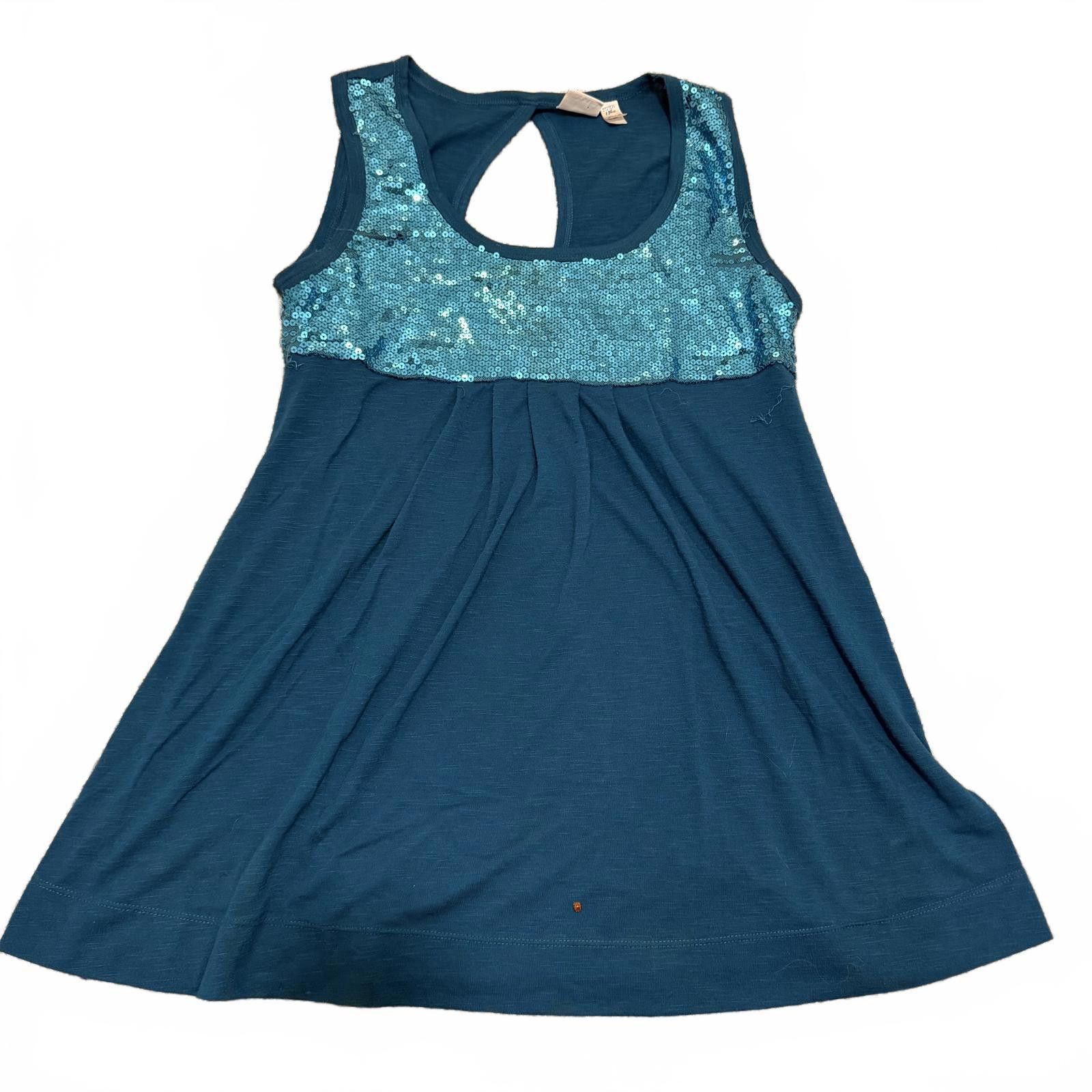 Other Teal Sleeveless Top with Sequined Chest Panel Size XL / US 12-14 / IT 48-50 - 2 Thumbnail
