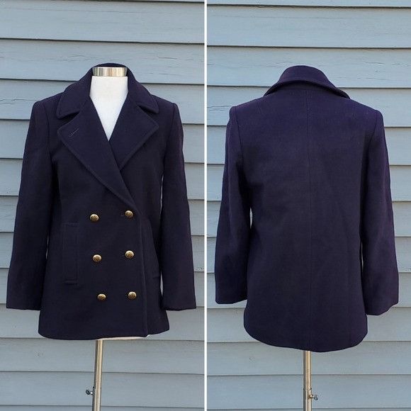 Mackintosh × Vintage Vintage 80s Union Made Mackintosh Navy Blue Wool Cropped Tre Size M / US 6-8 / IT 42-44 - 7 Thumbnail