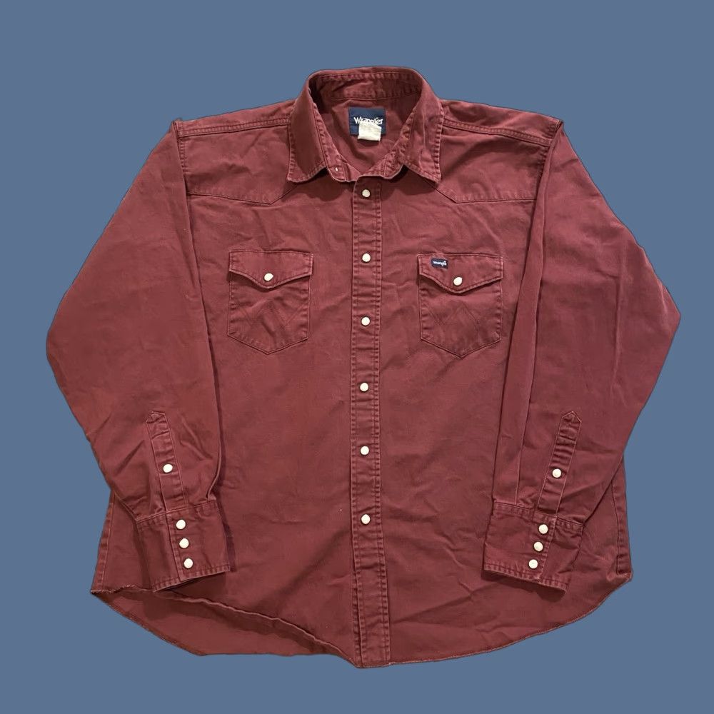 Wrangler VINTAGE Wrangler Brushpopper Pearl Snap Shirt Dark Red Maroon Men’s Size 2XL Size US XXL / EU 58 / 5 - 1 Thumbnail