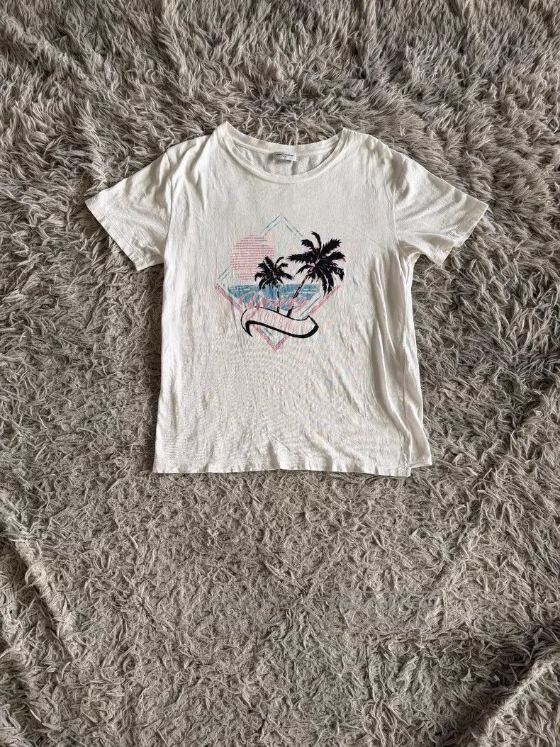 Saint Laurent Paris Saint Laurent Paris White Beach Palm Short Sleeve T-Shirt Size US XS / EU 42 / 0 - 1 Thumbnail