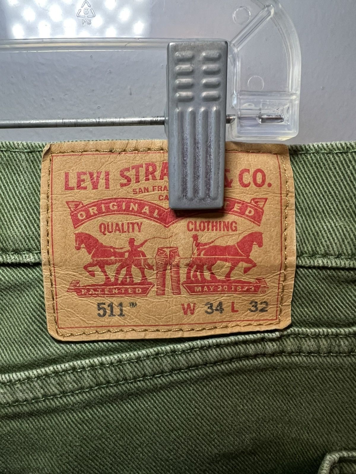 Levi's Vintage Levis 511 green acid slime jeans Size US 33 - 3 Thumbnail