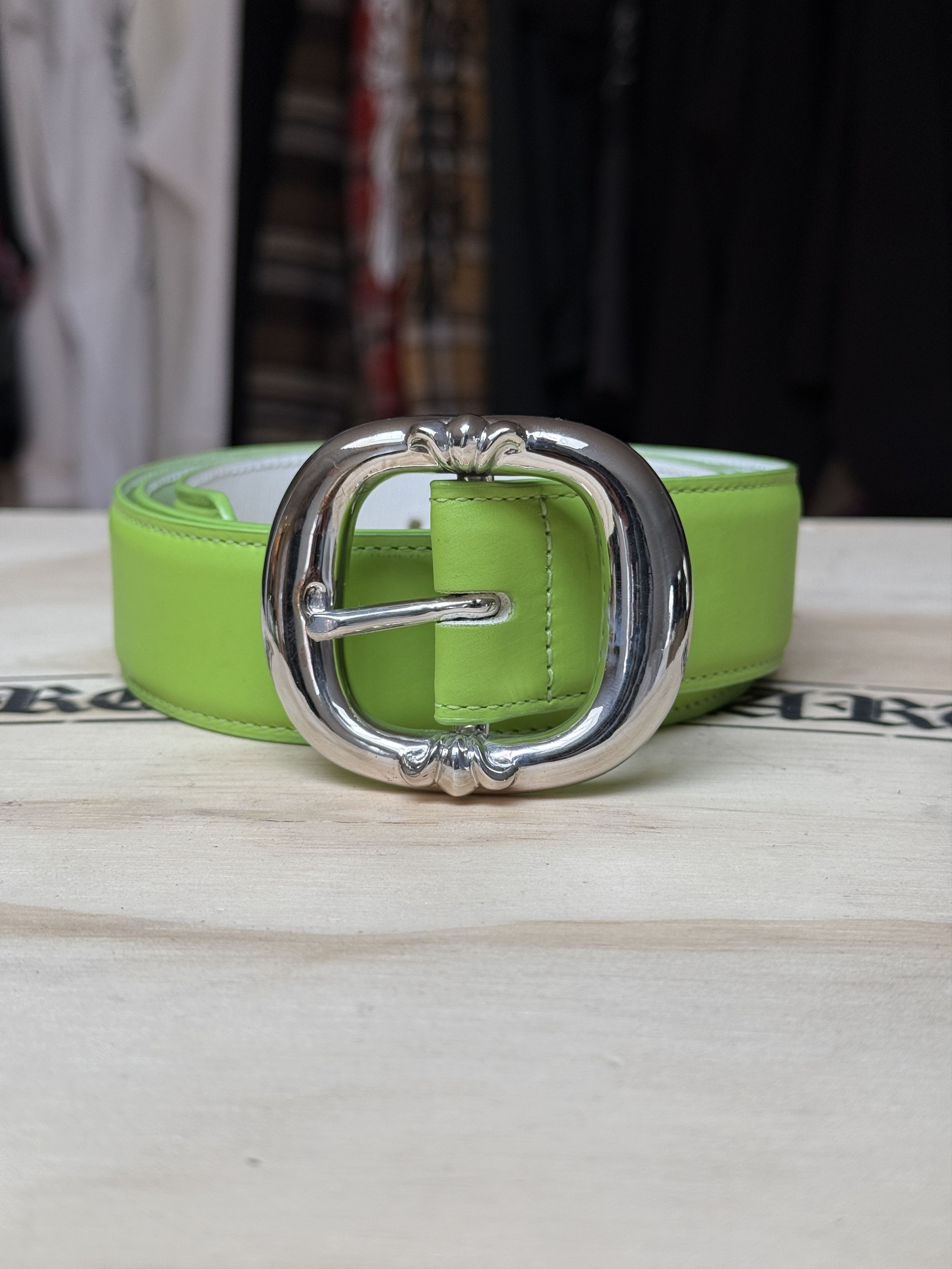 Pre-owned Chrome Hearts Lime Green Gunslinger  Belt Carti