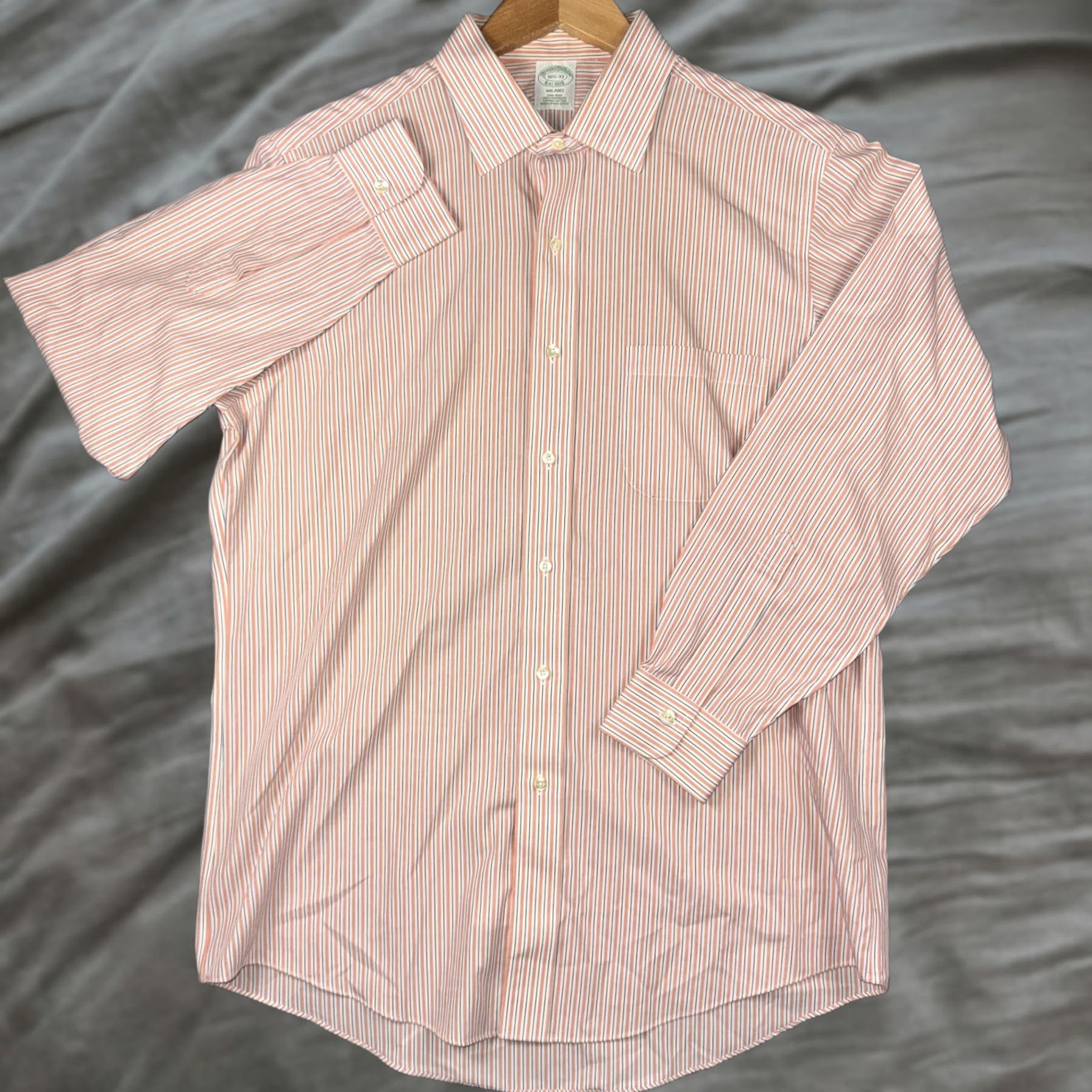 Brooks Brothers Brooks Brothers Shirt Mens 16.5 32/33 Striped Milano Non Iron Supima Dress Shirt Size 46R - 1 Thumbnail