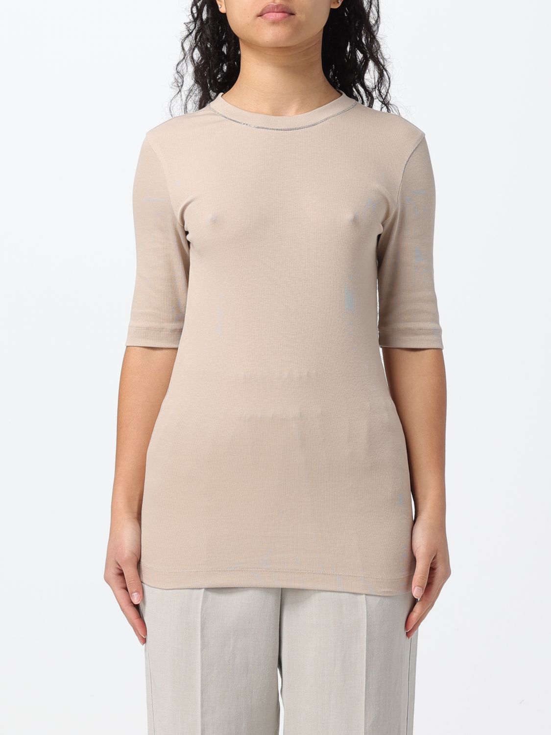 image of Brunello Cucinelli T-Shirt Woman Beige, Women's (Size XL)