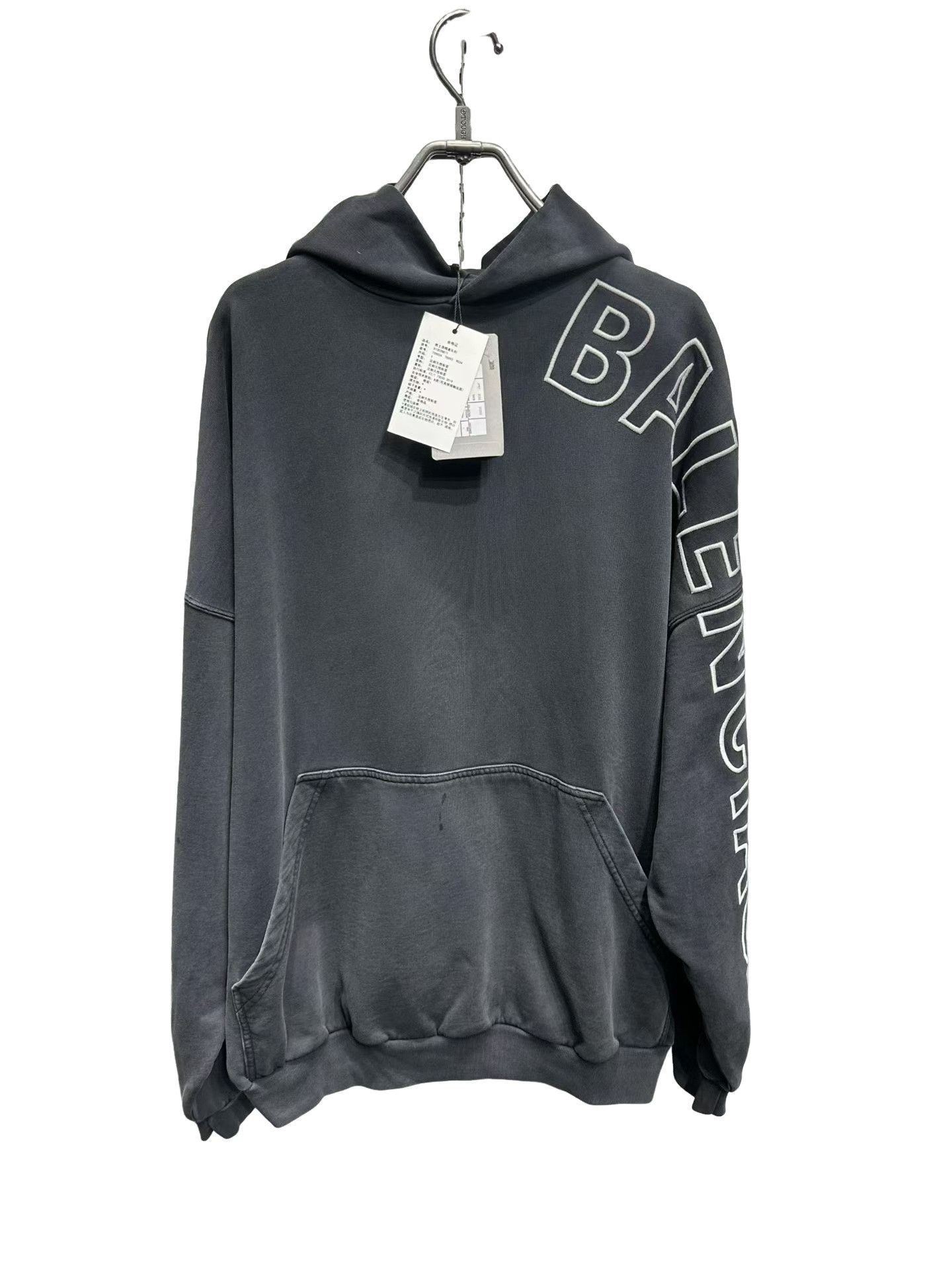 Balenciaga Balenciaga Sleeve Logo Washed Hoodie Size 1 Size US S / EU 44-46 / 1 - 1 Thumbnail